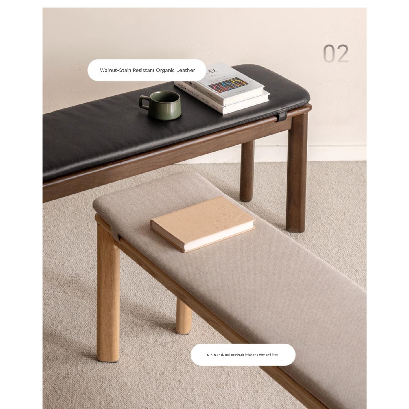 Modern Oak Solid Wood Long Bench - Durable & Stylish Entryway, Dining, or Living Room Seating Furniture for Home Decor