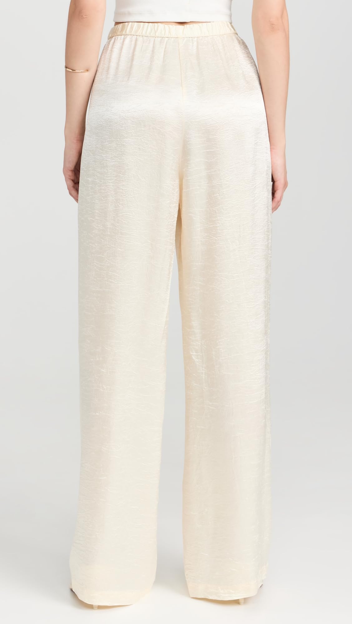Enza Costa Women's Textured Satin Pants - Comfortable High-Waisted Lounge Pants for Yoga, Travel & Home Relaxation