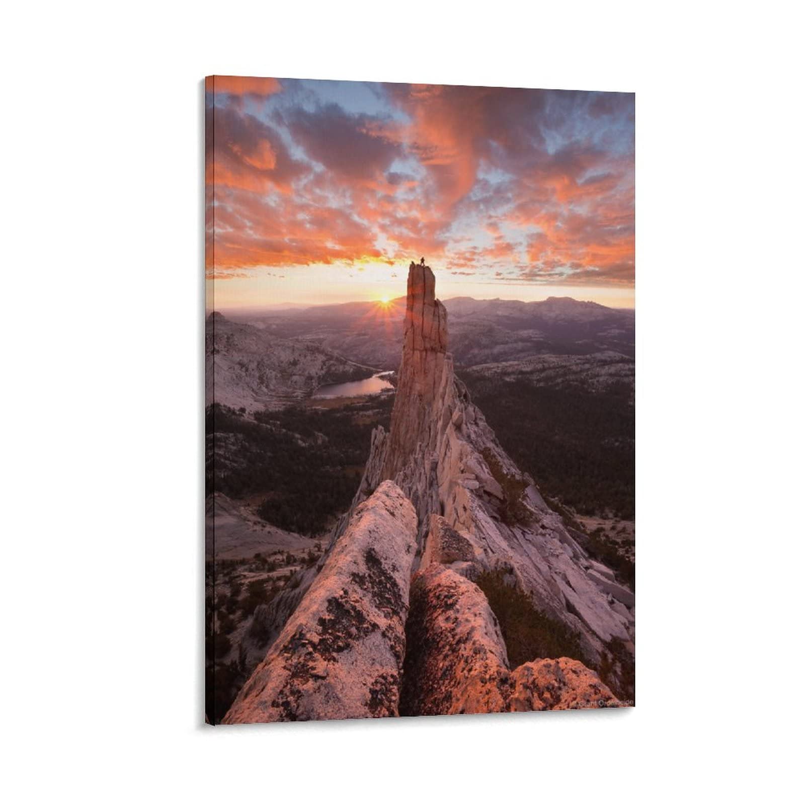 Premium Natural Landscape Canvas Wall Art - 24x36 Inch Mountain Peak Poster for Room Aesthetic Decor, Framed Wall Painting Gift (12x18inch/30x45cm) - Perfect for Living Room, Bedroom & Office Decor