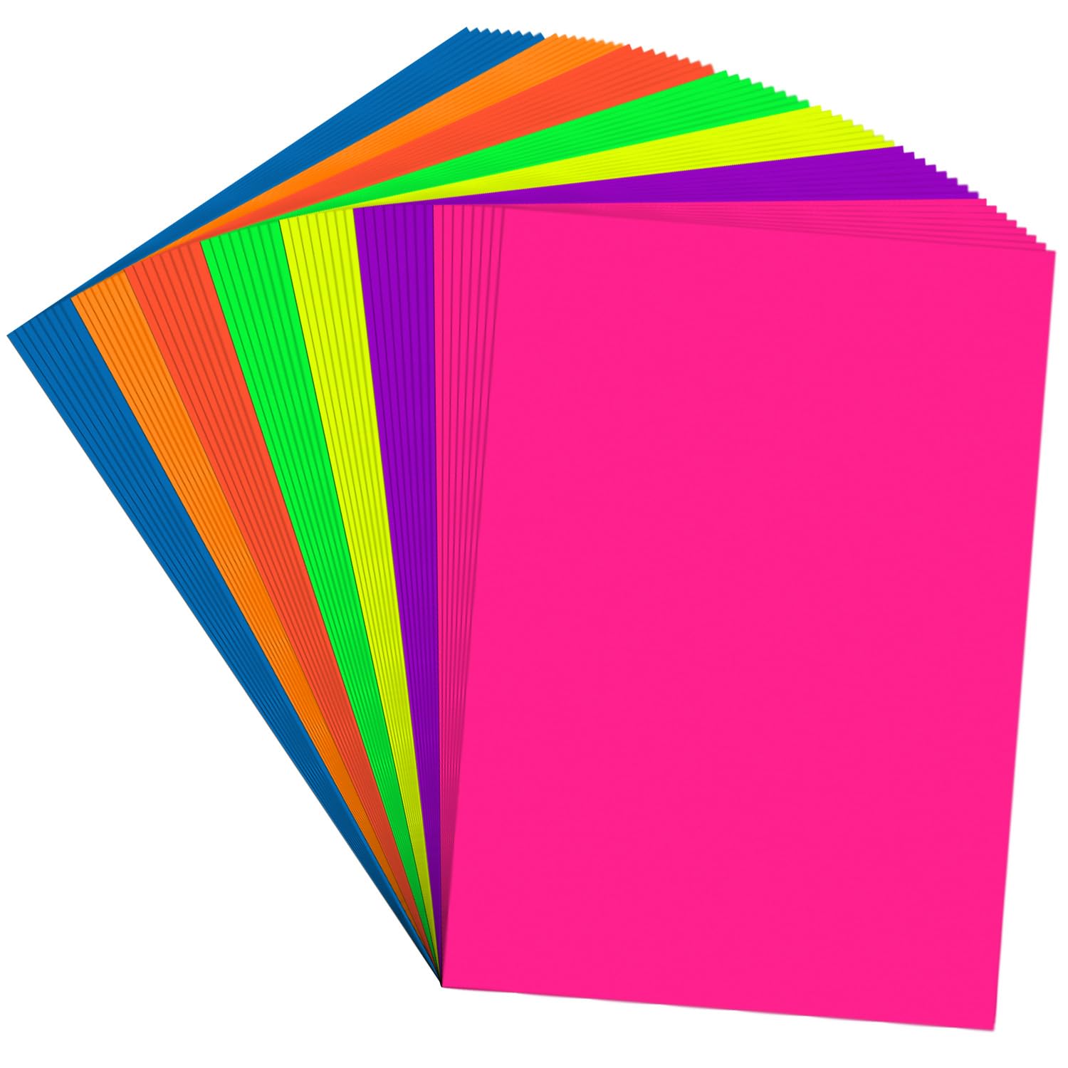 11x14 Inch Neon Poster Board - 56 Sheets of 7-Color Fluorescent Cardstock (250 GSM/90 lb Heavyweight) for School Projects, Science Fair Displays, Business Presentations & DIY Crafts