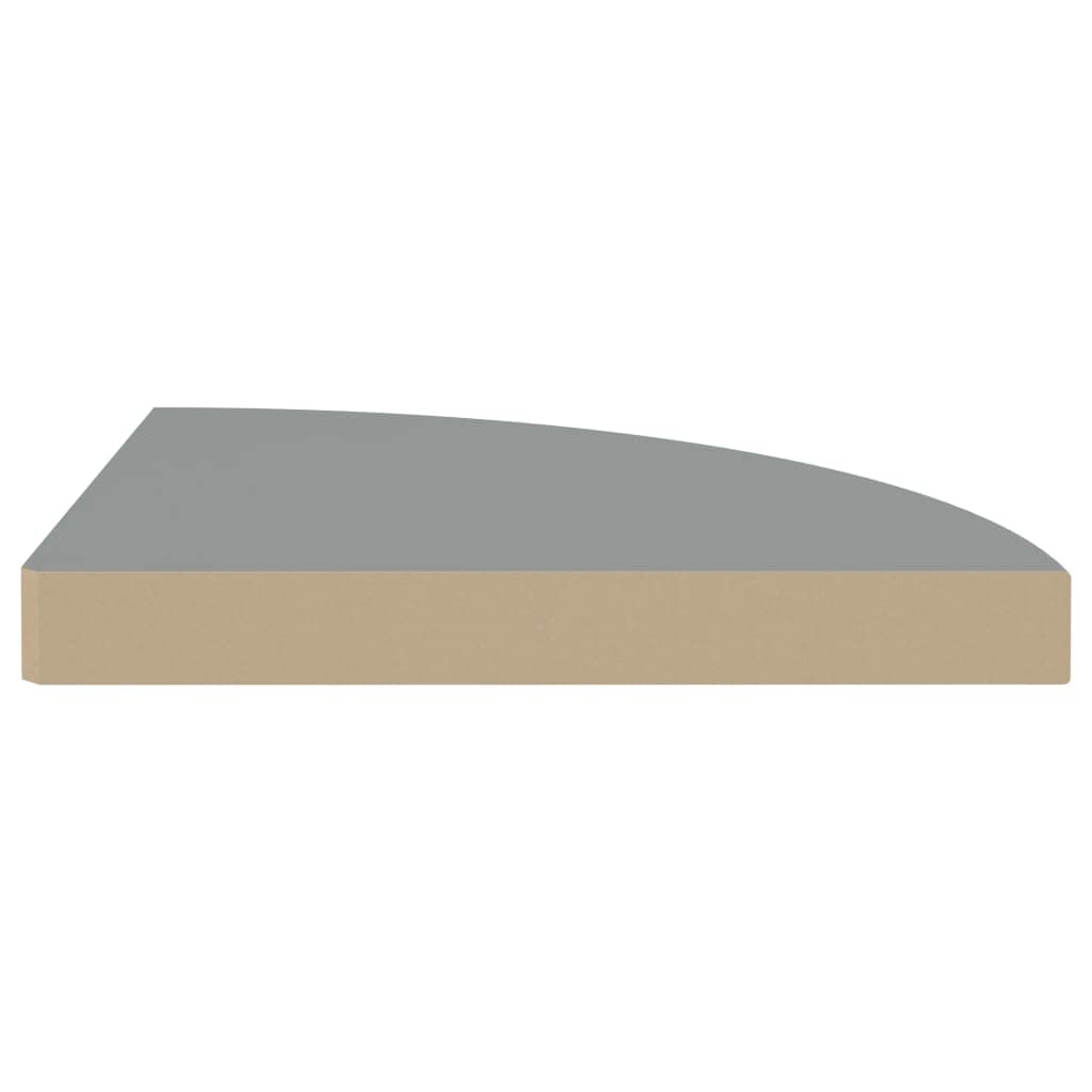 Modern Floating Corner Shelves Set of 4 - Gray MDF Wall Mounted Storage Shelf 13.8