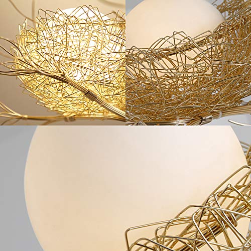 LITFAD Modern 3-Light Egg Chandelier LED Hanging Ceiling Light Fixture with Milk Glass & Metal Nest - Perfect for Living Room, Bedroom, Restaurant, Cafe Lighting Decor | Elegant Dining Room Pendant & Cozy Bedroom Ambience