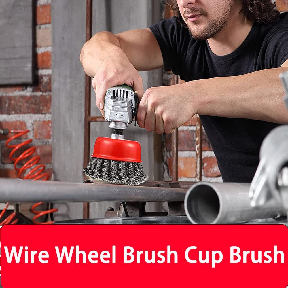 **Auniwaig 100mm Steel Wire Crimped Cup Brush with M14 x 2 Threaded Hole (2-Pack) – Heavy-Duty Rust & Paint Removal for Metal, Wood & Concrete Surfaces**