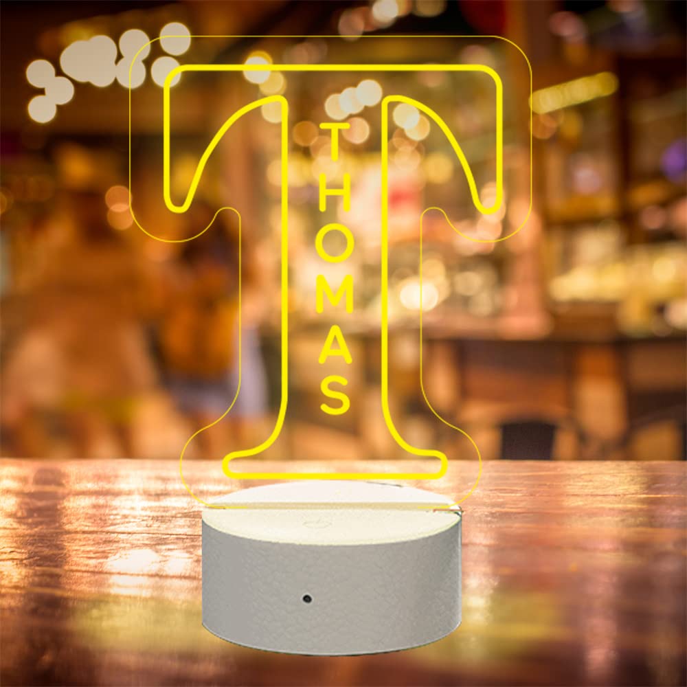 VEELU Custom 3D Letter Night Light - Personalized Name Neon Lamp with 7 Color Changing Modes, USB Powered Bedside Table Desk Light for Kids, Girlfriend, Boyfriend, Mom | Perfect Gift for Mother's Day, Birthday, Wedding, Nursery, Bedroom Decor & Romantic Ambiance Lighting