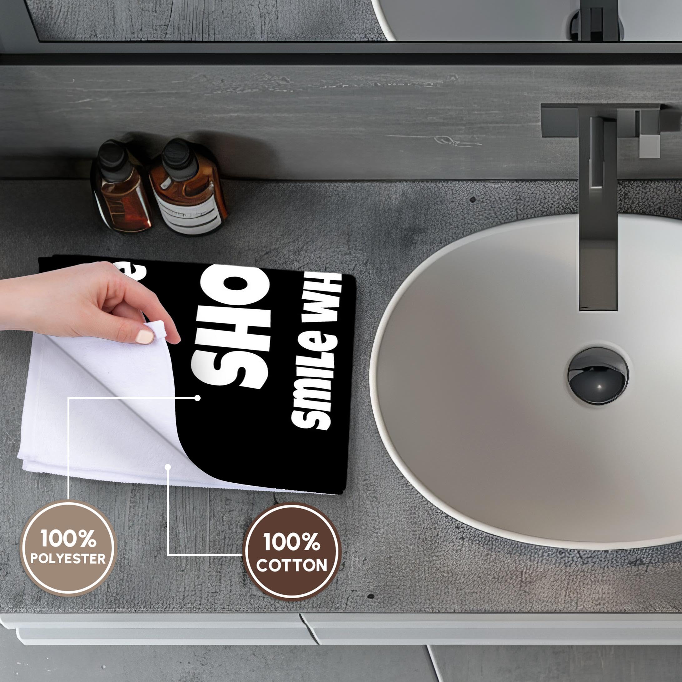 3D Rose Life is Too Short Smile While You Still Have Teeth Black White Humor Towel 15x22 Inches - Funny Bath, Beach & Kitchen Towel for Home Decor, Gifts & Spa Use