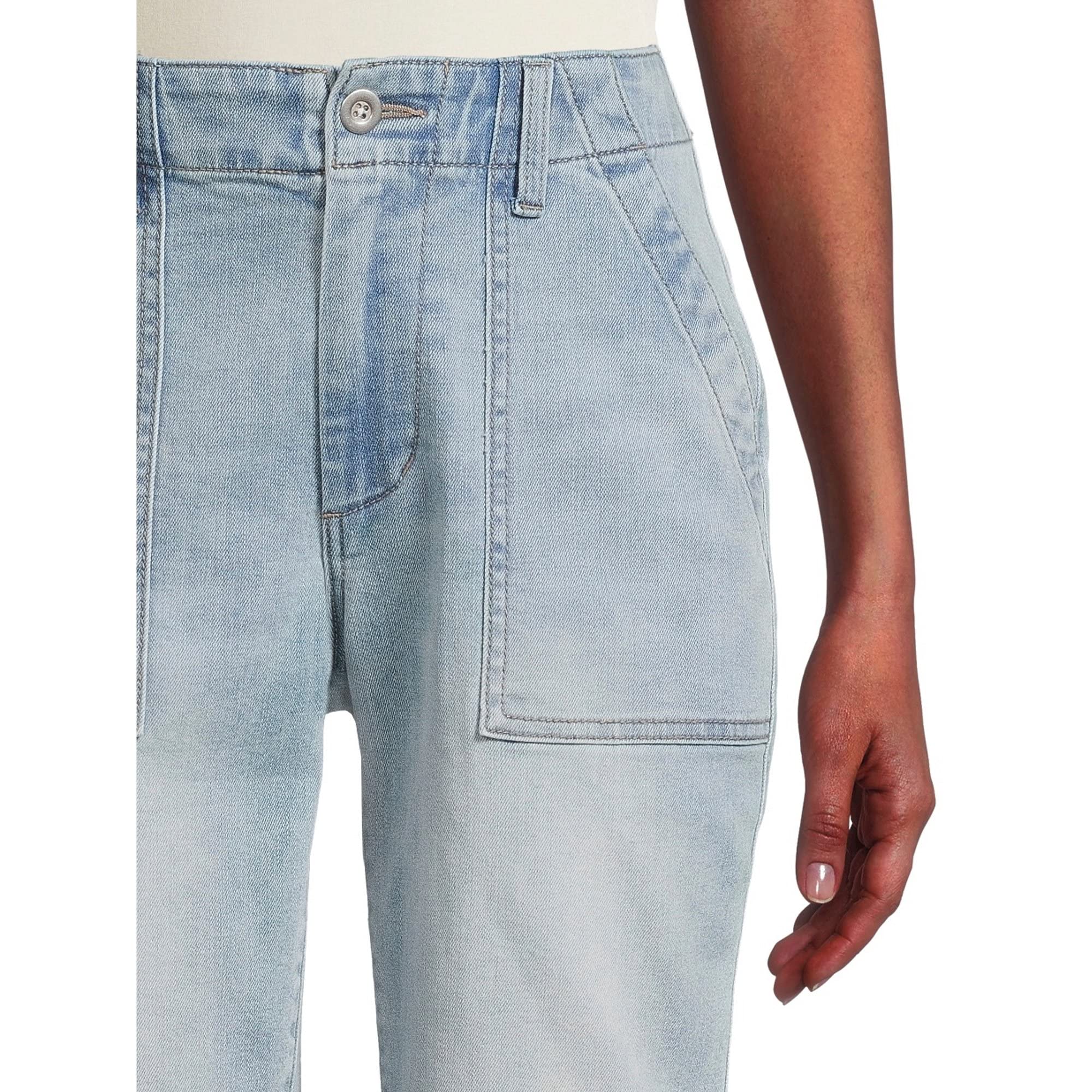 Time and Tru Women's Relaxed Fit High-Rise Denim Bermuda Shorts - Light Wash Size 14 | Comfortable Casual Summer Shorts for Beach, Travel & Everyday Wear