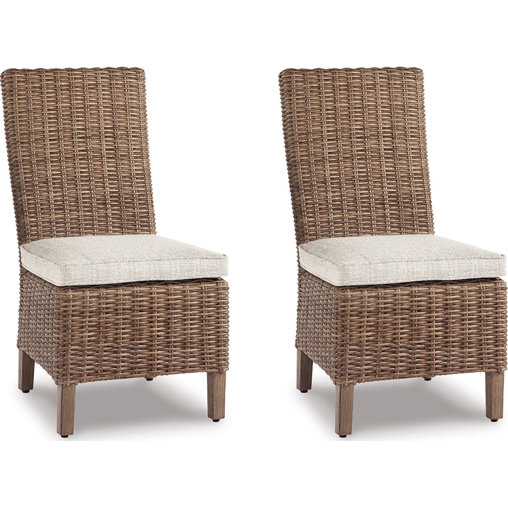Beachcroft Outdoor Patio Chairs with Cushions (Set of 2) - Water-Resistant Beige Lounge Chairs for Poolside, Garden, and Backyard Relaxation