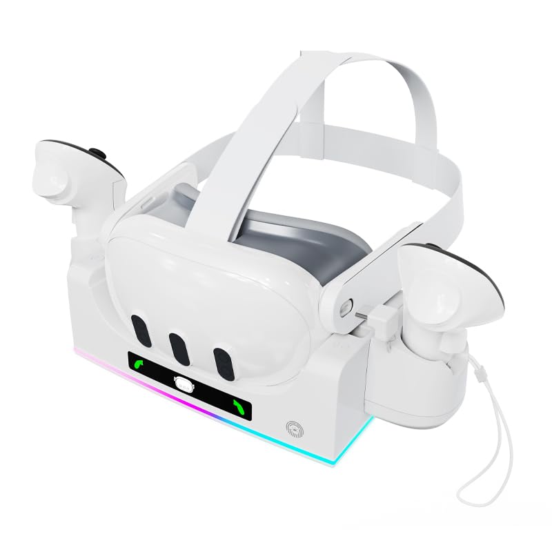 Fast Charging Dock for Meta Quest 3 VR Headset & Controllers - LED Indicator, Wall Mount Stand | Perfect for Gaming, VR Streaming & Home Entertainment Setup