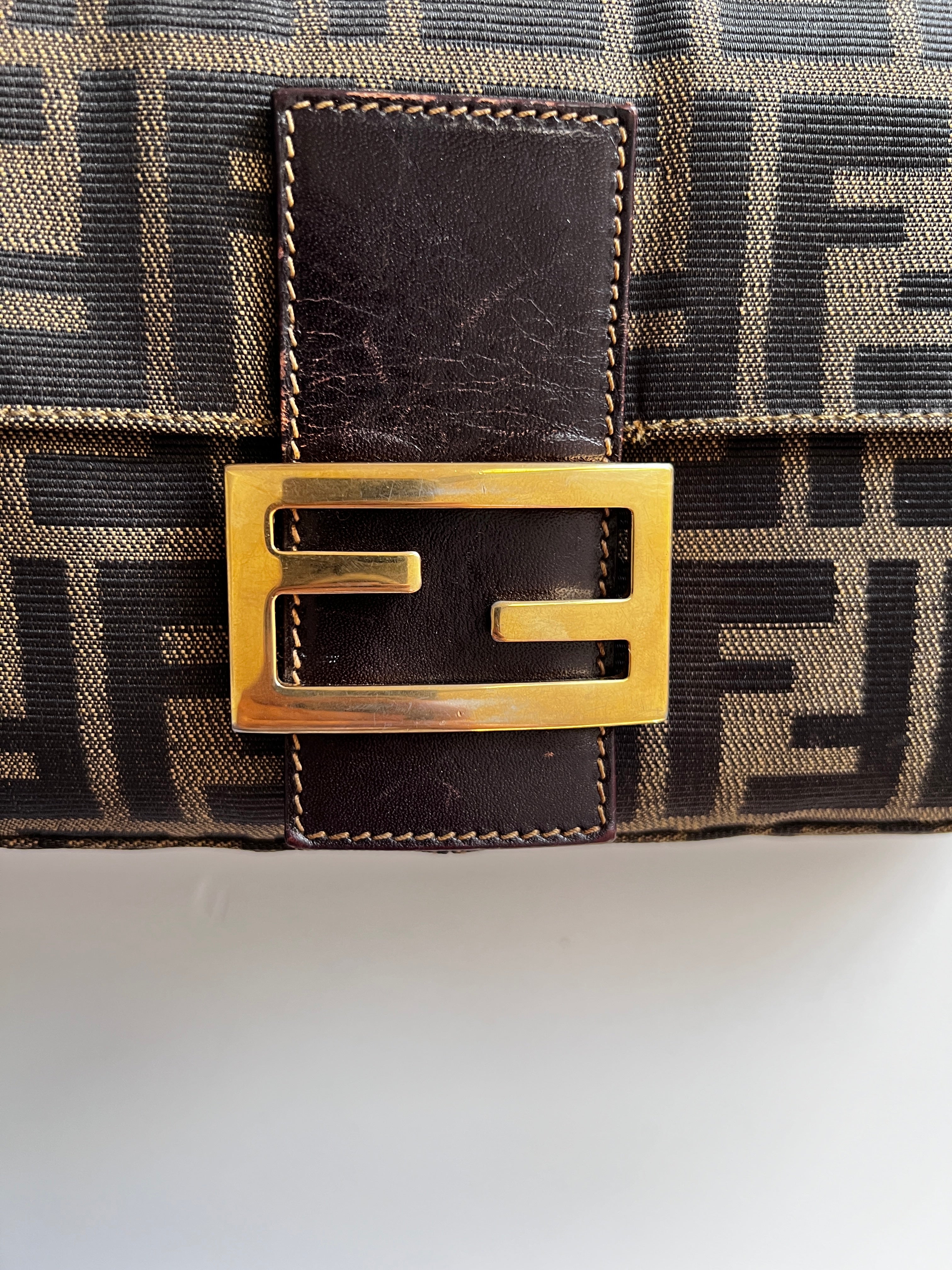 Vintage Fendi Zucca Baguette Bag with Gold Hardware - Luxury Designer Shoulder Bag for Women, Perfect for Parties, Date Nights & Special Occasions