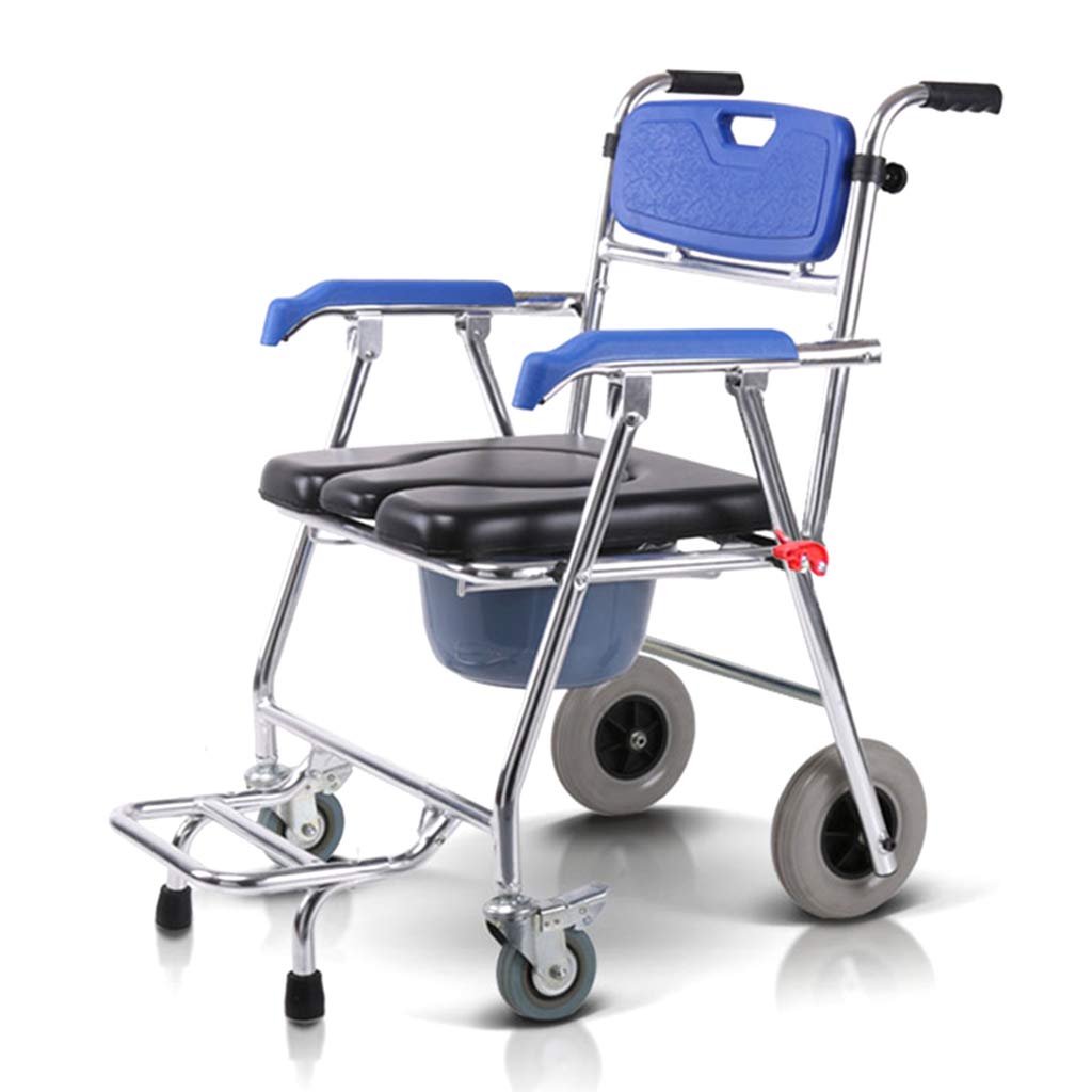 Lightweight Folding Wheelchair - Aluminum Alloy Shower Commode Chair with Wheels for Adults | Portable Medical Equipment for Home Care, Travel & Mobility Assistance