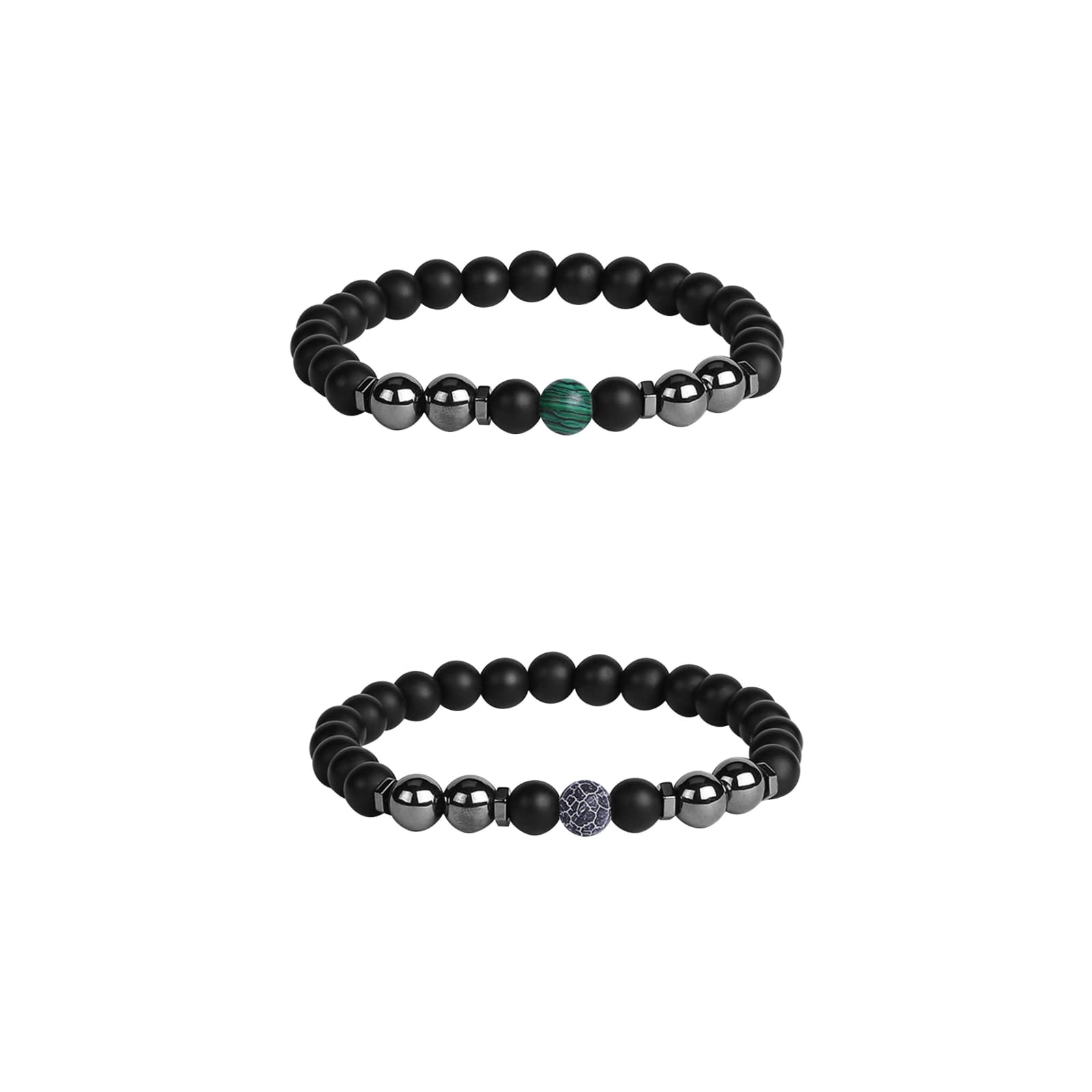 2PC Black Obsidian Slimming Anklet for Women & Men - Adjustable Lymphatic Drainage Bracelet & Anklet Set - Chakra Energy Protection Jewelry Gift for Yoga, Meditation & Wellness