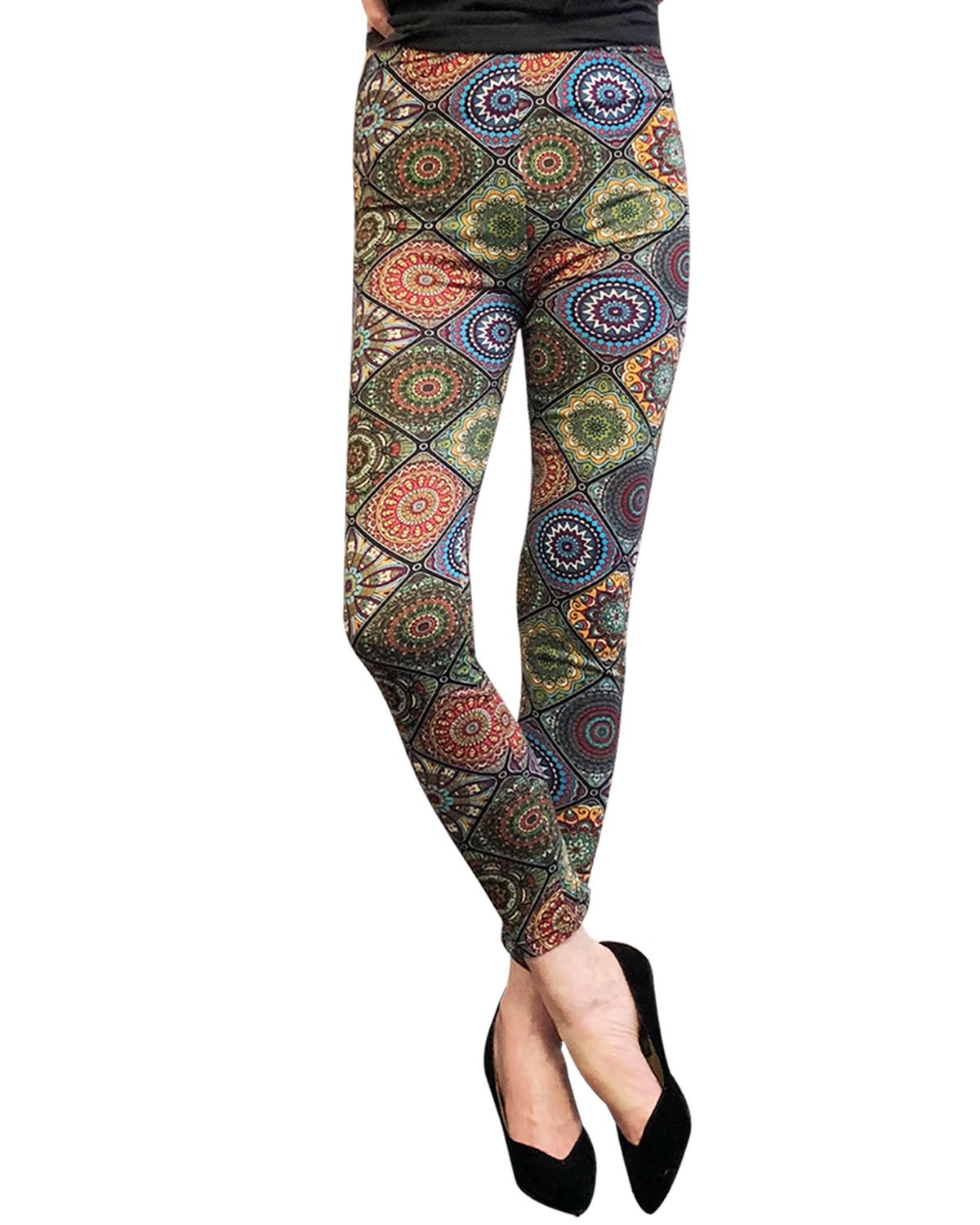 Wrapables® Women's Ultra-Soft Stretchy Printed Yoga Leggings - High Waist Workout Pants for Running, Gym & Lounge - Comfortable Activewear for Women