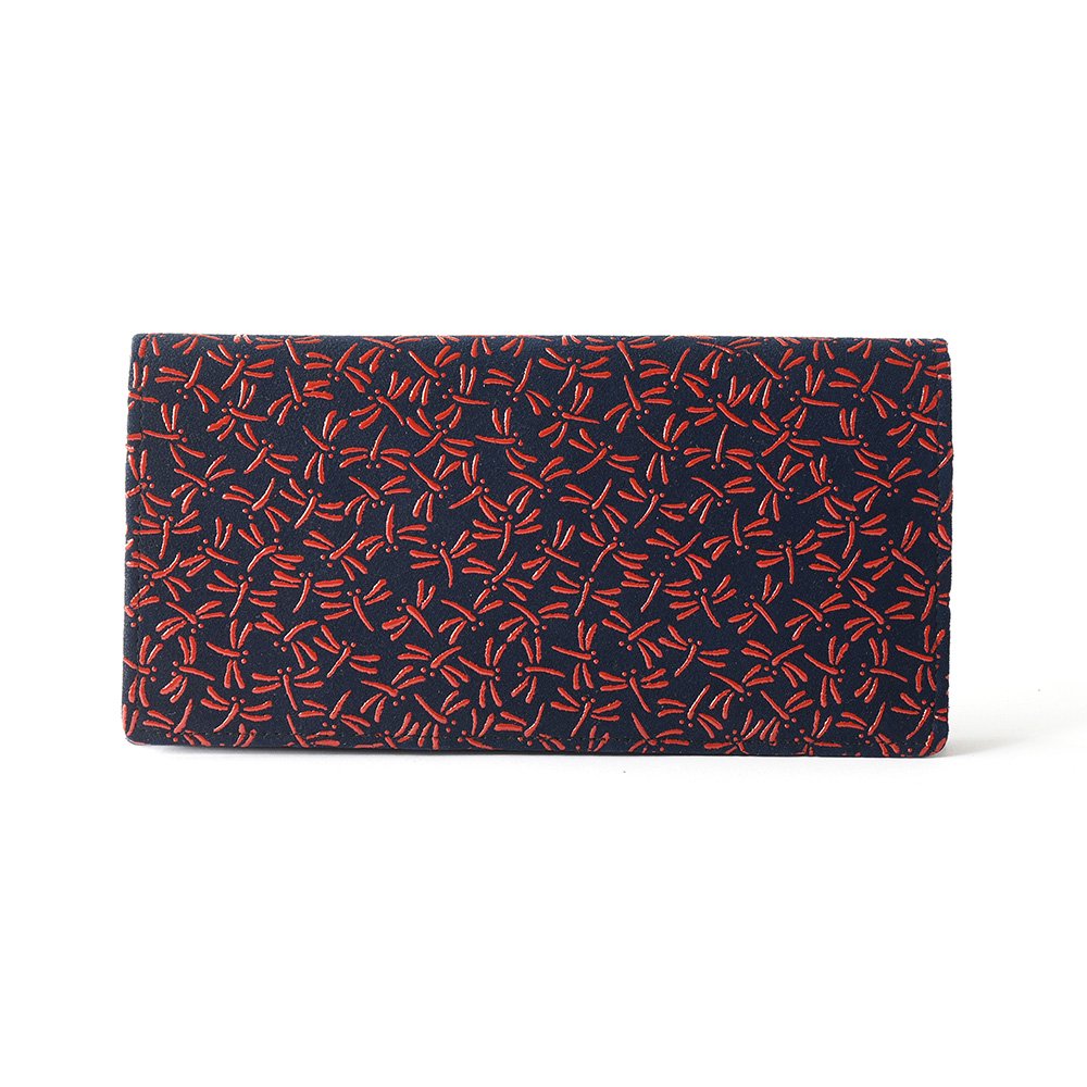Premium Japanese Deerskin Leather Long Wallet with Urushi Lacquer - Dragonfly & Iron Blue Design - Handcrafted in Japan - Perfect for Gifts & Luxury Everyday Use