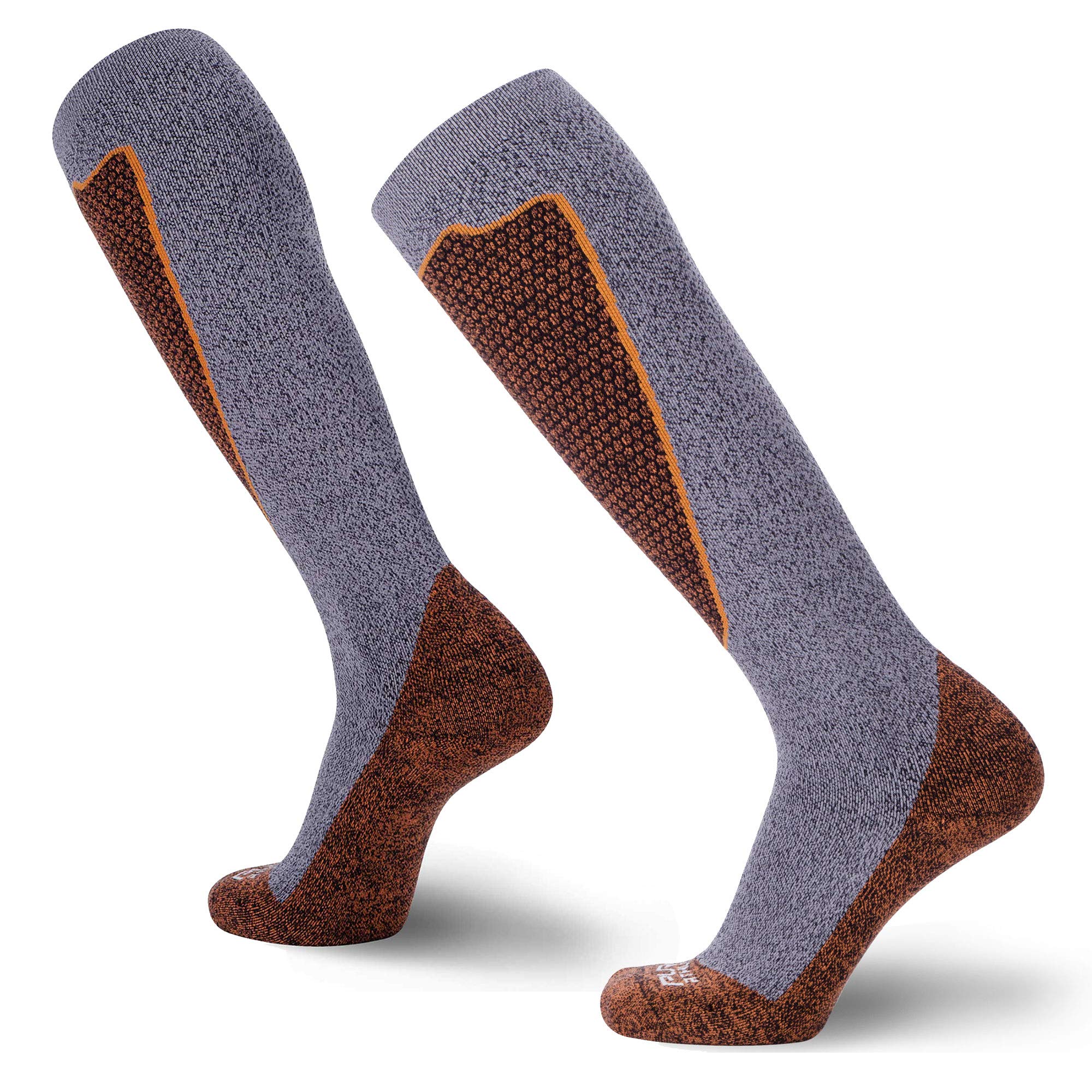 Pure Athlete Copper Compression Ski Socks for Men & Women - Warm Merino Wool Over-The-Calf Socks for Winter Sports & Outdoor Activities