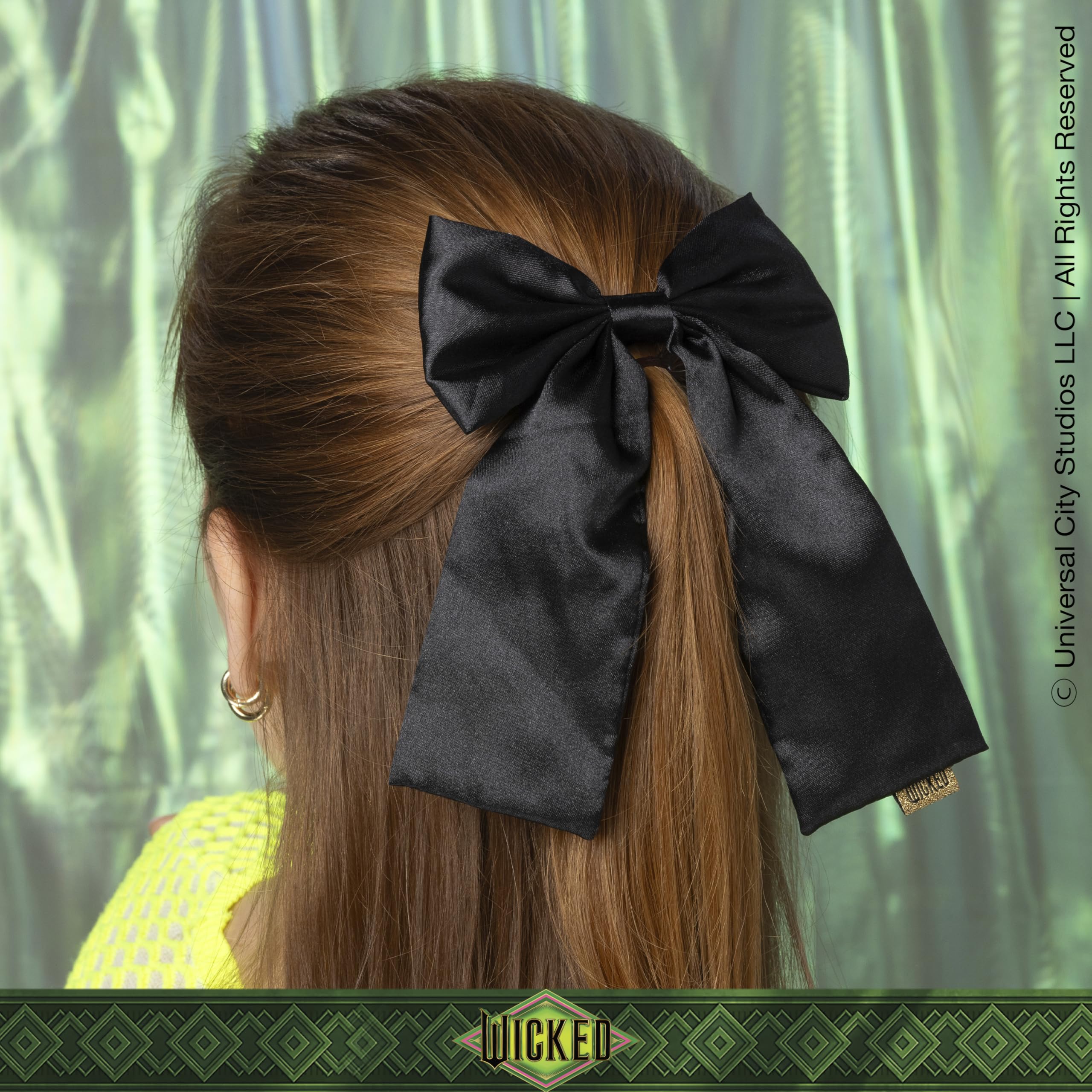 Scunci by Conair Wicked Satin Bow Barrette Hair Clip - Elegant Black Hair Accessories for Women & Girls - Perfect for Parties, Weddings & Everyday Style