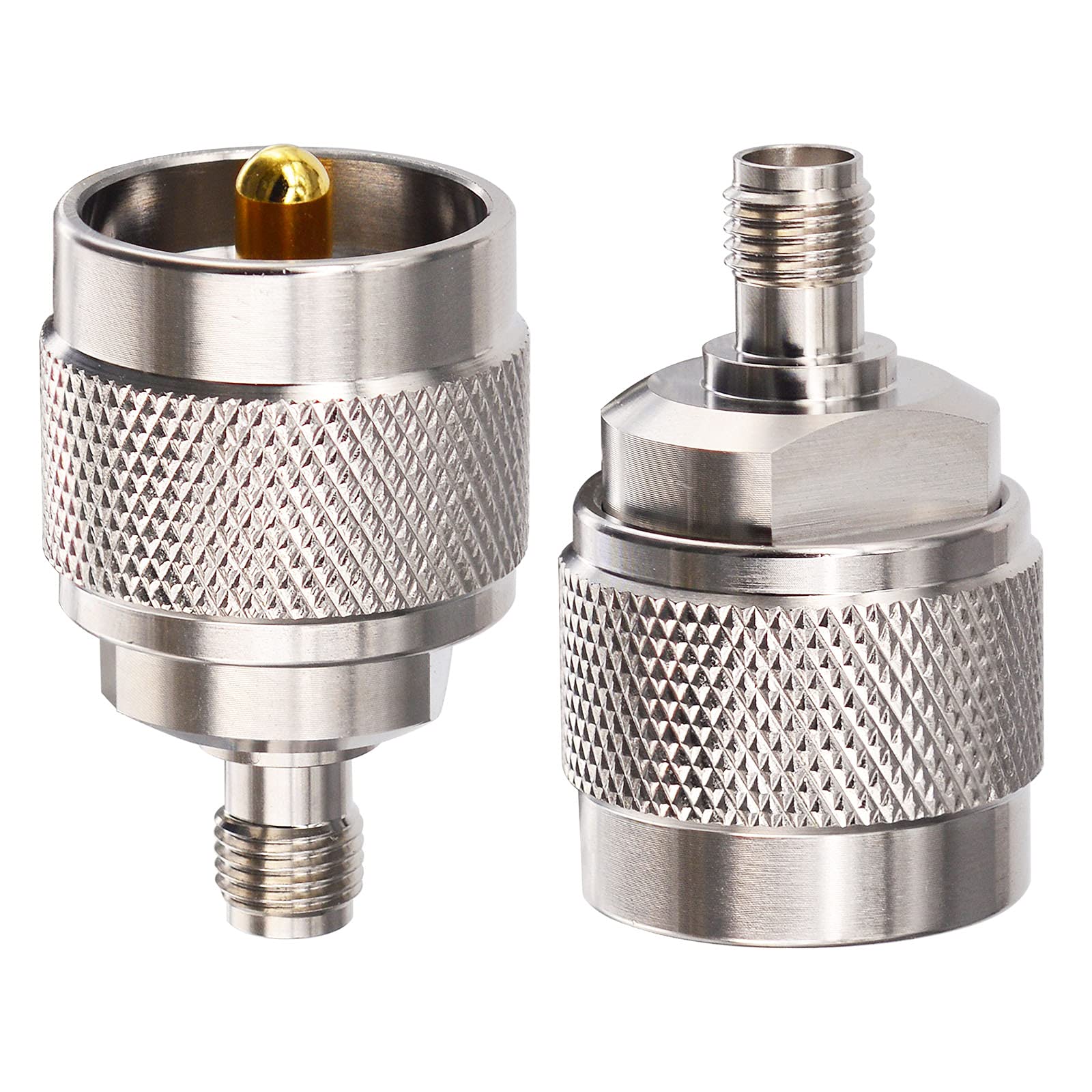SMA Female to UHF PL259 Male RF Connector Adapter - 2 Pack for Ham Radio, CB Radio, Walkie Talkie, Antenna Connection - Perfect for Amateur Radio Enthusiasts & Emergency Communication Scenarios