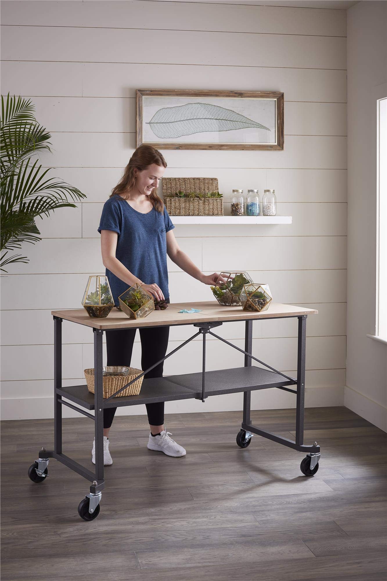 COSCO SmartFold Portable Workbench - Heavy Duty Folding Utility Table with Locking Casters, 600 lb Weight Capacity & Durable MDF Top | Perfect for Garage, Workshop, DIY Projects & Job Sites