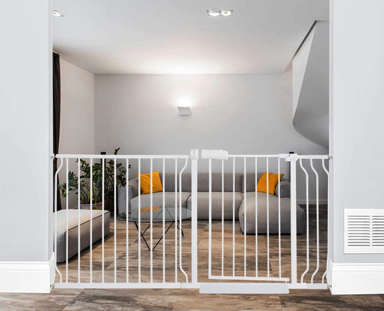 **ALLABIB Extra Wide Baby Gate - Pressure Mounted Walk Through Safety Gate for Kids, Toddlers & Pets (62.2-66.93
