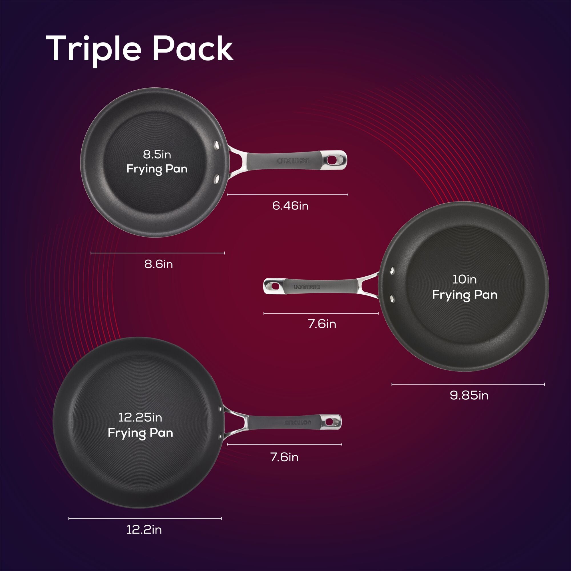 3-Piece Nonstick Frying Pan Set - Non-Toxic PFOA-Free Cookware for Healthy Cooking - Perfect for Sautéing, Frying & Omelets in Home Kitchen