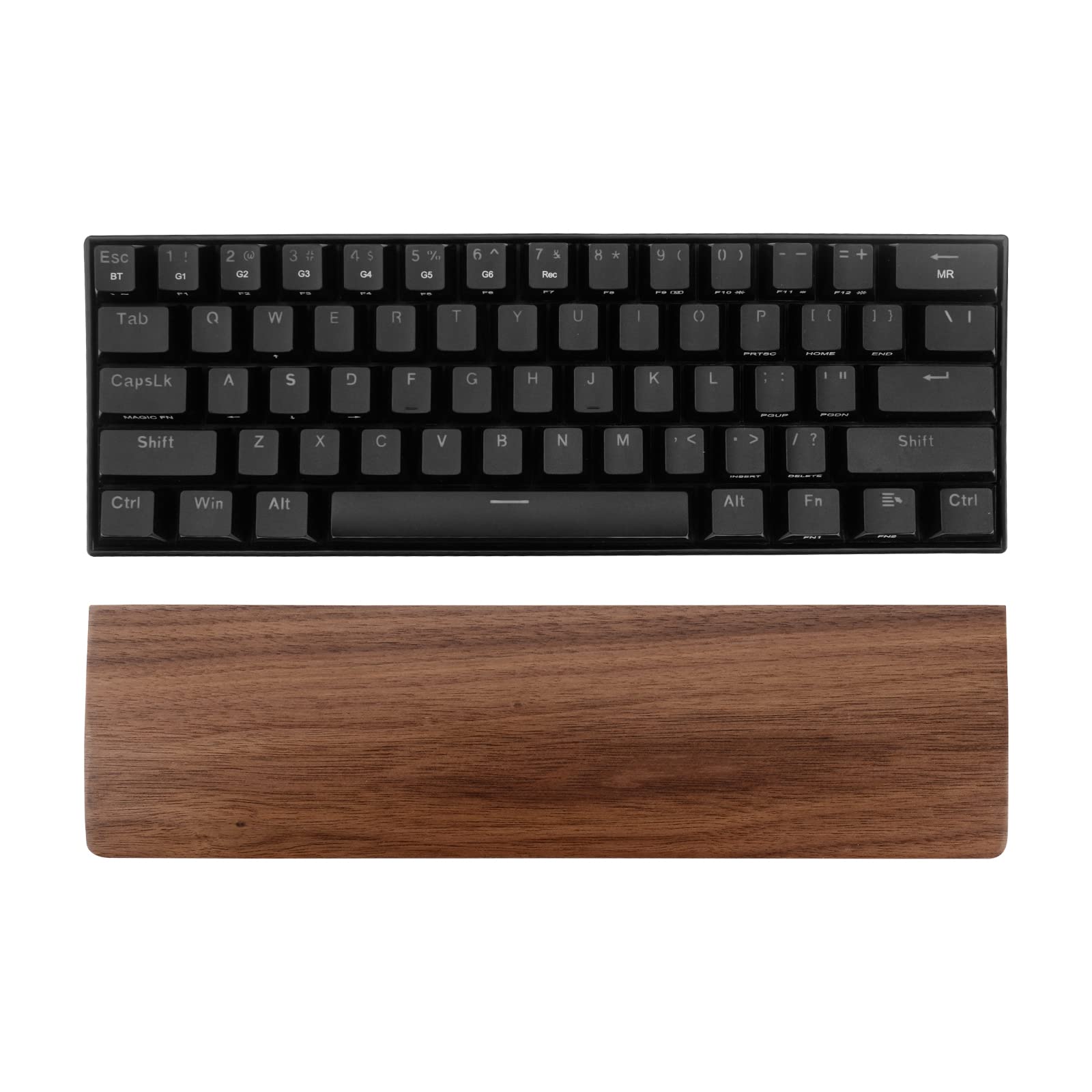 Linkidea Wooden Keyboard Wrist Rest for 61-Key 60% Compact & Gaming Mechanical Keyboards - Ergonomic Hand Palm Support Pad for Office, Computer, Laptop Typing & PC Gaming (Black Walnut) - Perfect for Long Work Sessions & Competitive Gaming