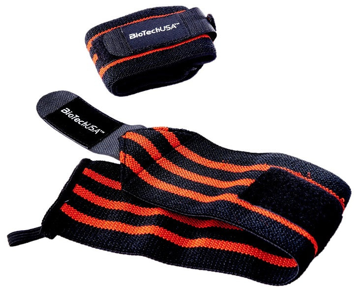 BioTechUSA Bedford 8 Wrist Wraps (35cm) - Black & Red Weightlifting Wrist Support for Gym Training & Powerlifting - Ideal for CrossFit, Bodybuilding & Strength Workouts