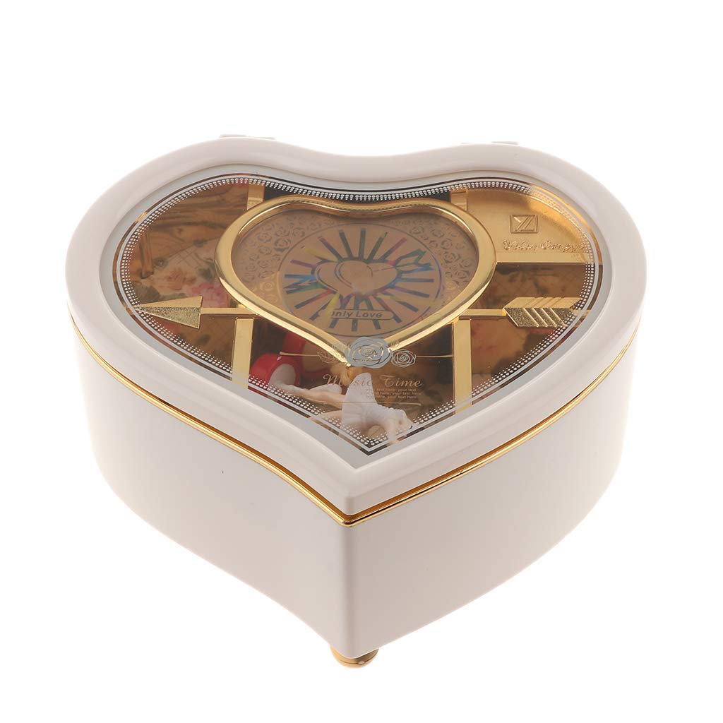 Elegant Heart-Shaped Ballerina Music Jewelry Box - Perfect Christmas & Valentine's Day Gift for Her (White) | Romantic Keepsake for Bedroom Dresser & Gift Giving