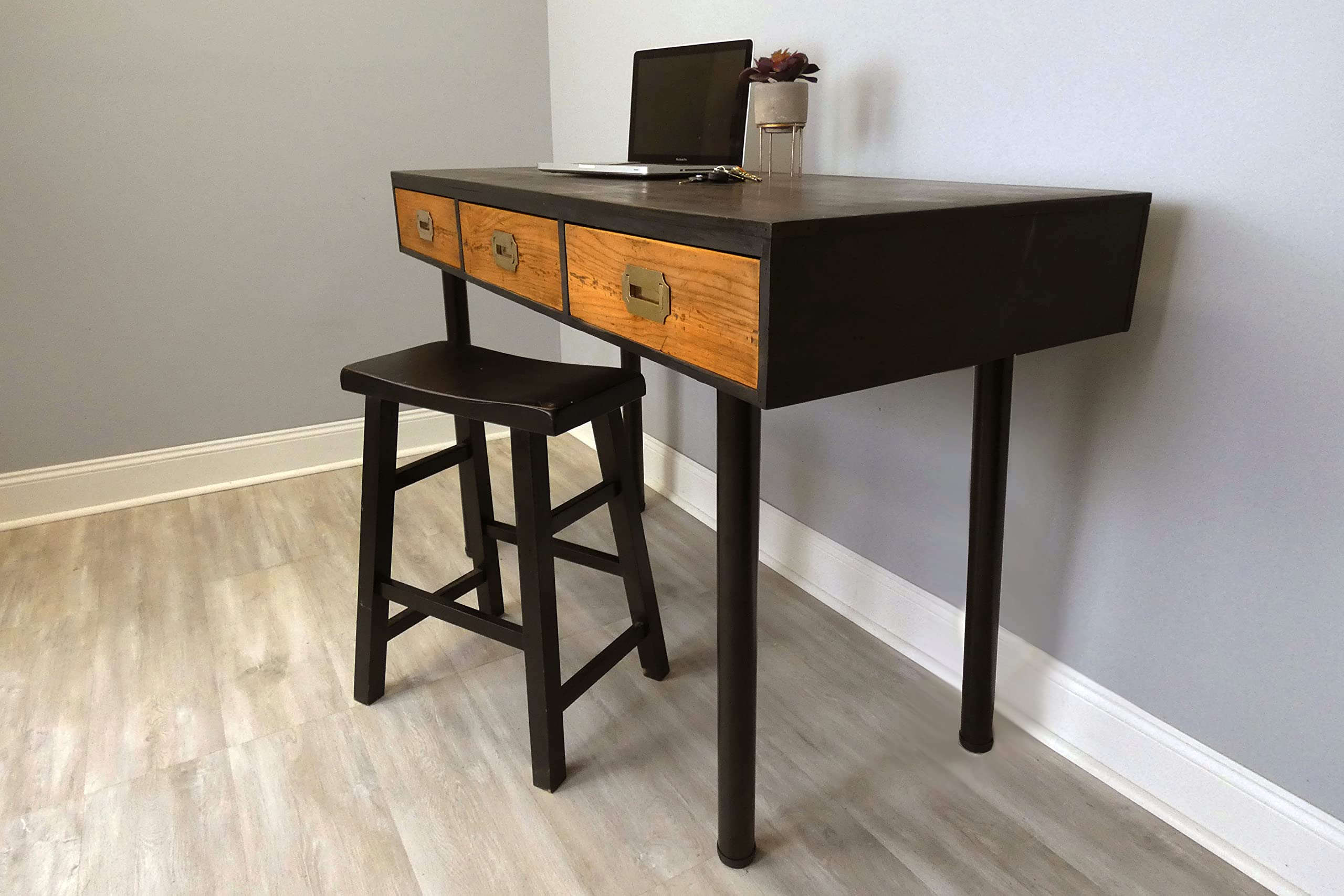 Shepherd Hardware 8570E 27.5-Inch Black Steel Furniture Legs for Desks & Tables - Heavy Duty Adjustable Table Legs, 2-Pack - Perfect for DIY Workbench, Kitchen Island, and Office Furniture Projects