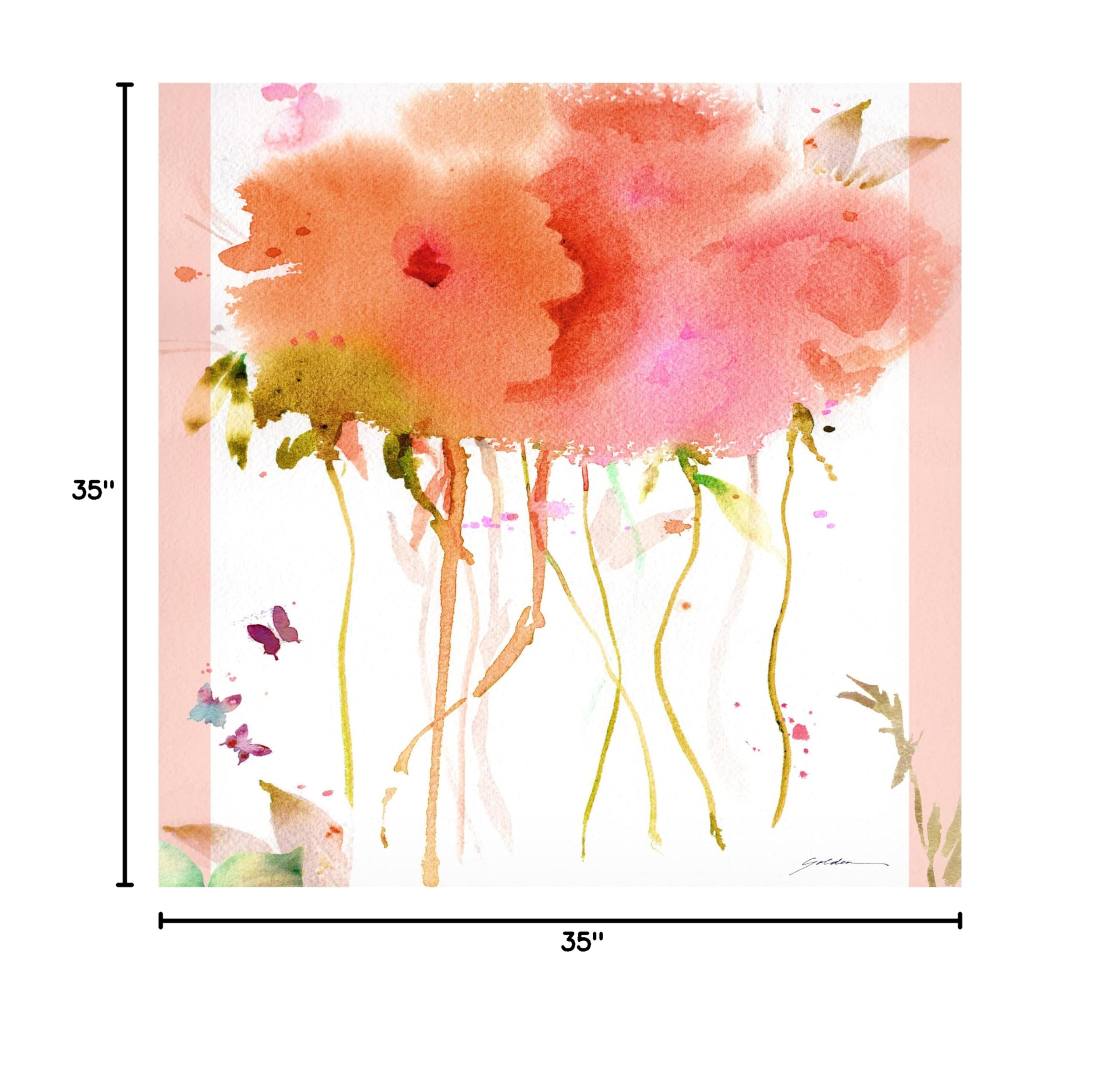 Sheila Golden 'Butterfly Blossoming' Floral Canvas Wall Art - Handmade Home Decor for Living Room, Bedroom & Office