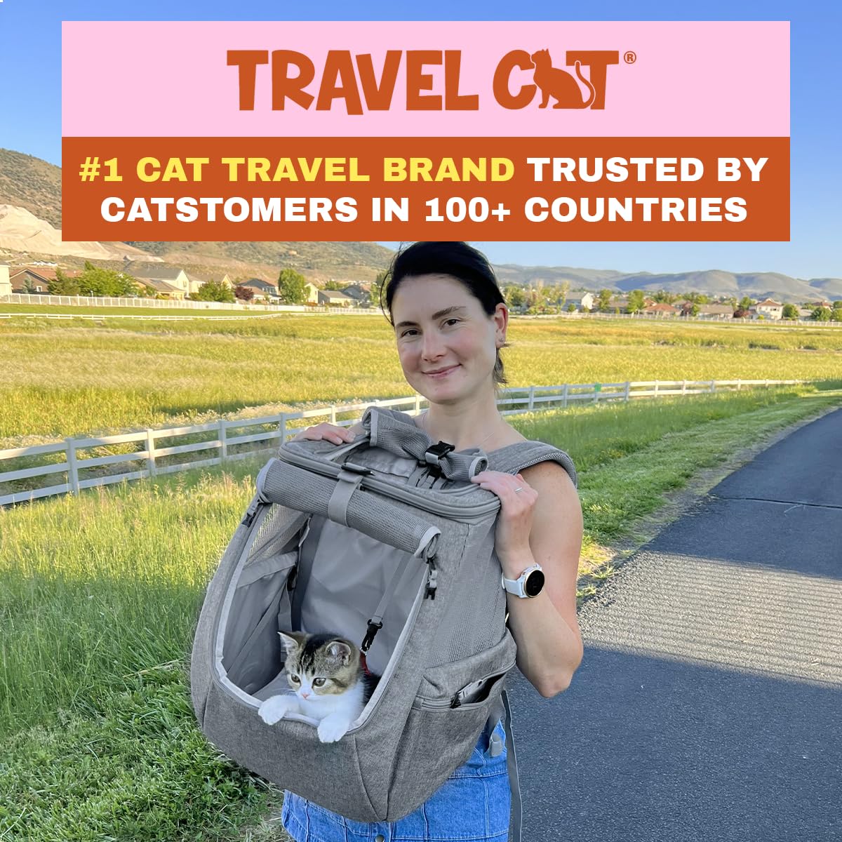 Premium Cat Backpack Carrier for Travel & Hiking - Breathable Grey Mesh Pet Carrier for Small, Medium & Large Cats up to 25 lbs - Side Pockets & Zipper Clips - Perfect for Vet Visits, Outdoor Adventures & Airplane Travel