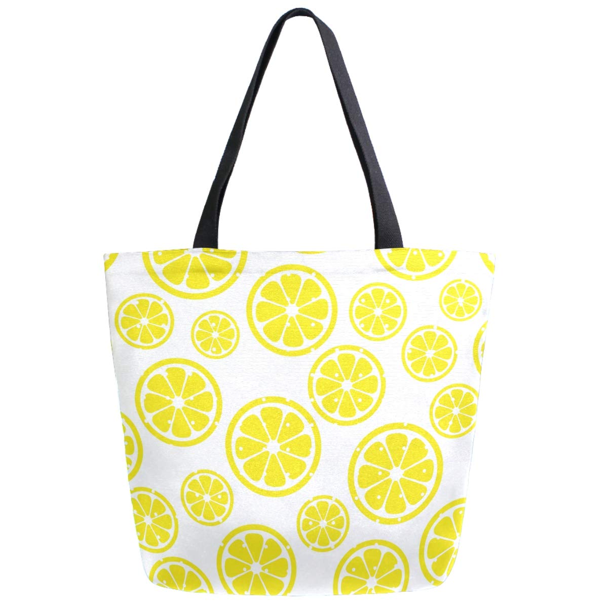 Extra Large Fresh Cut Lemon Canvas Tote Bag - Reusable Grocery Shopping Bag for Gym, Beach, School, Travel & Daily Use | Durable Portable Shoulder Bag for Women & Men