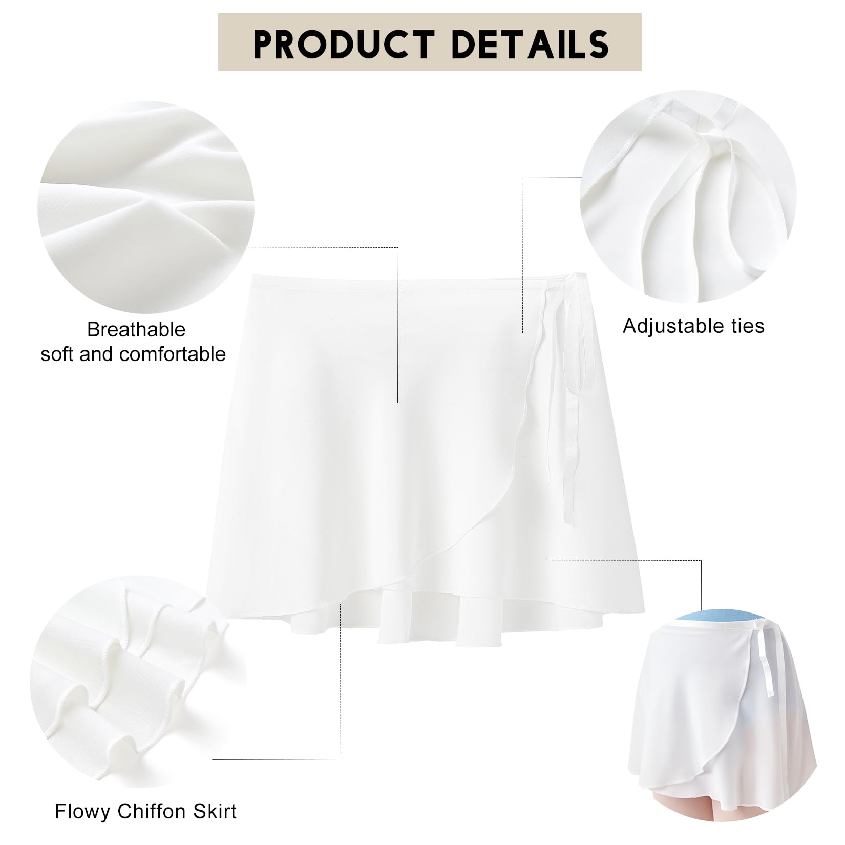 HiDance Women's Ballet Wrap Skirt - Adjustable Chiffon Sheer Dance Skirt for Ballet, Jazz & Contemporary - Perfect for Dance Classes, Performances & Costumes