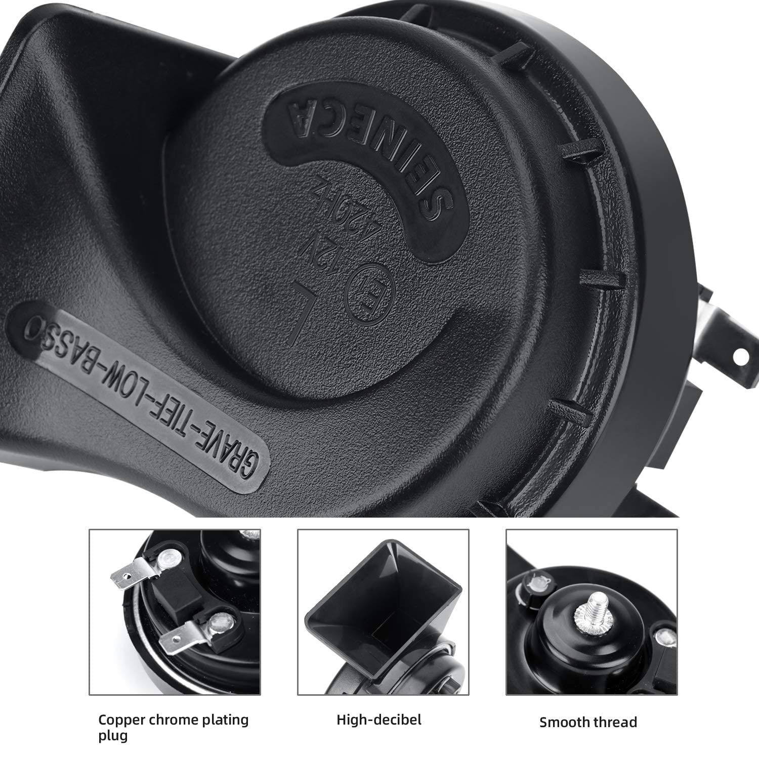 12V Loud Waterproof Snail Electric Horn - High Tone Single Horn for Motorcycle, Pickup, RV, SUV, MPV, Van & Electric Scooter (Black) - Perfect for Road Safety & Vehicle Upgrades