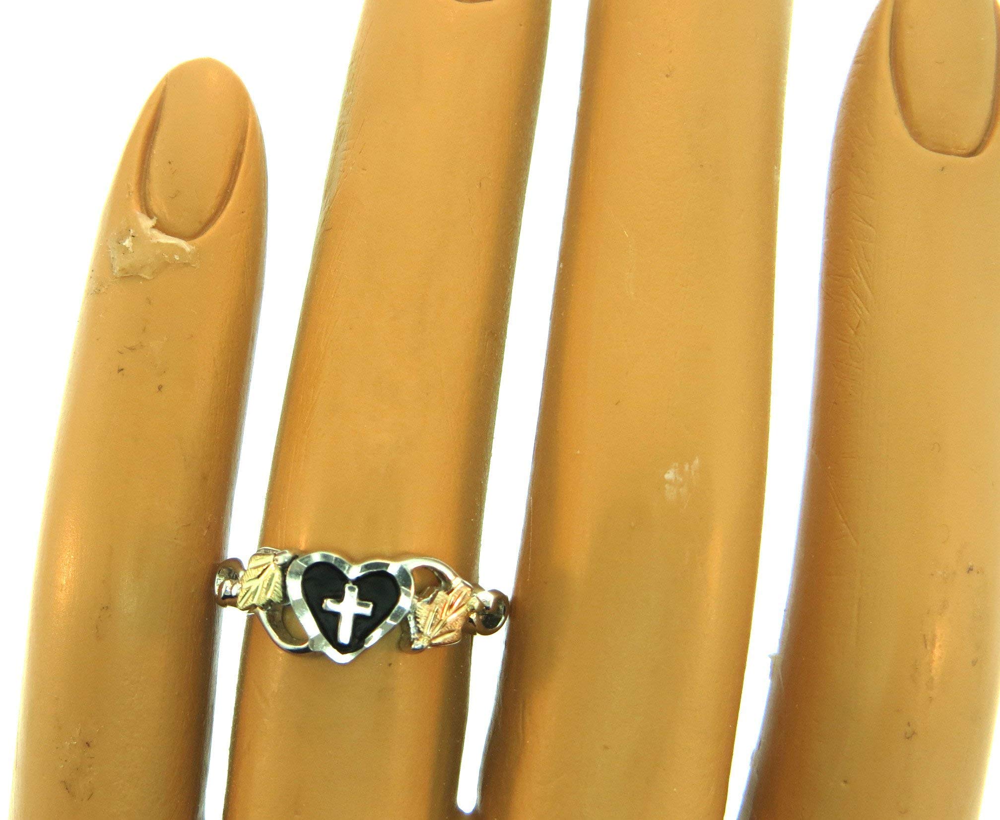 Black Hills Gold Heart Cross Ring by Mt Rushmore/Landstrom's - Sterling Silver Jewelry for Women, Romantic Gifts for Valentine's Day, Anniversary & Special Occasions