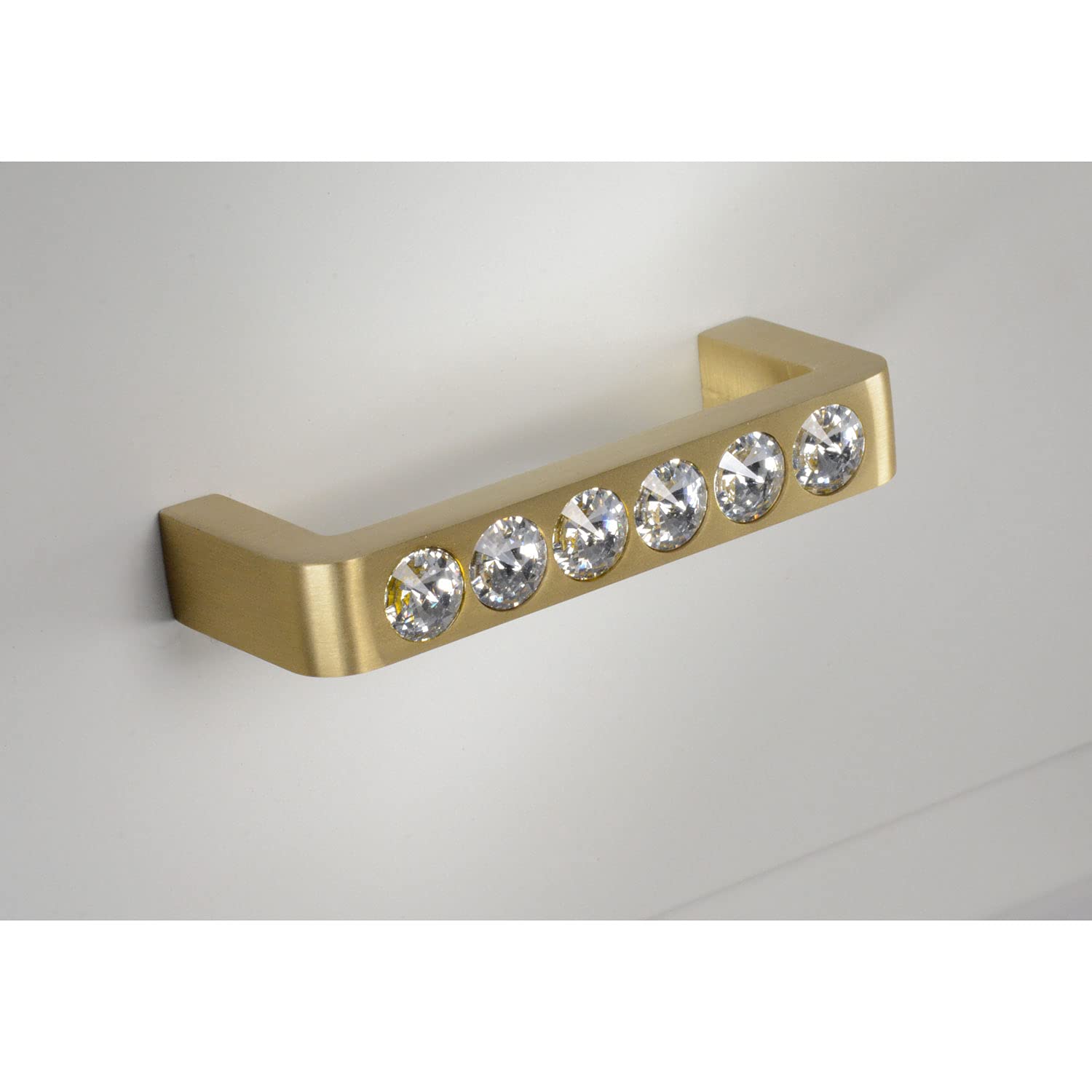 Elegant Clear Glass Cabinet Pulls with Satin Brass Base - 10 Pack for Kitchen Cabinets, Bathroom Vanities & Furniture Hardware (CKP Brand G-130)