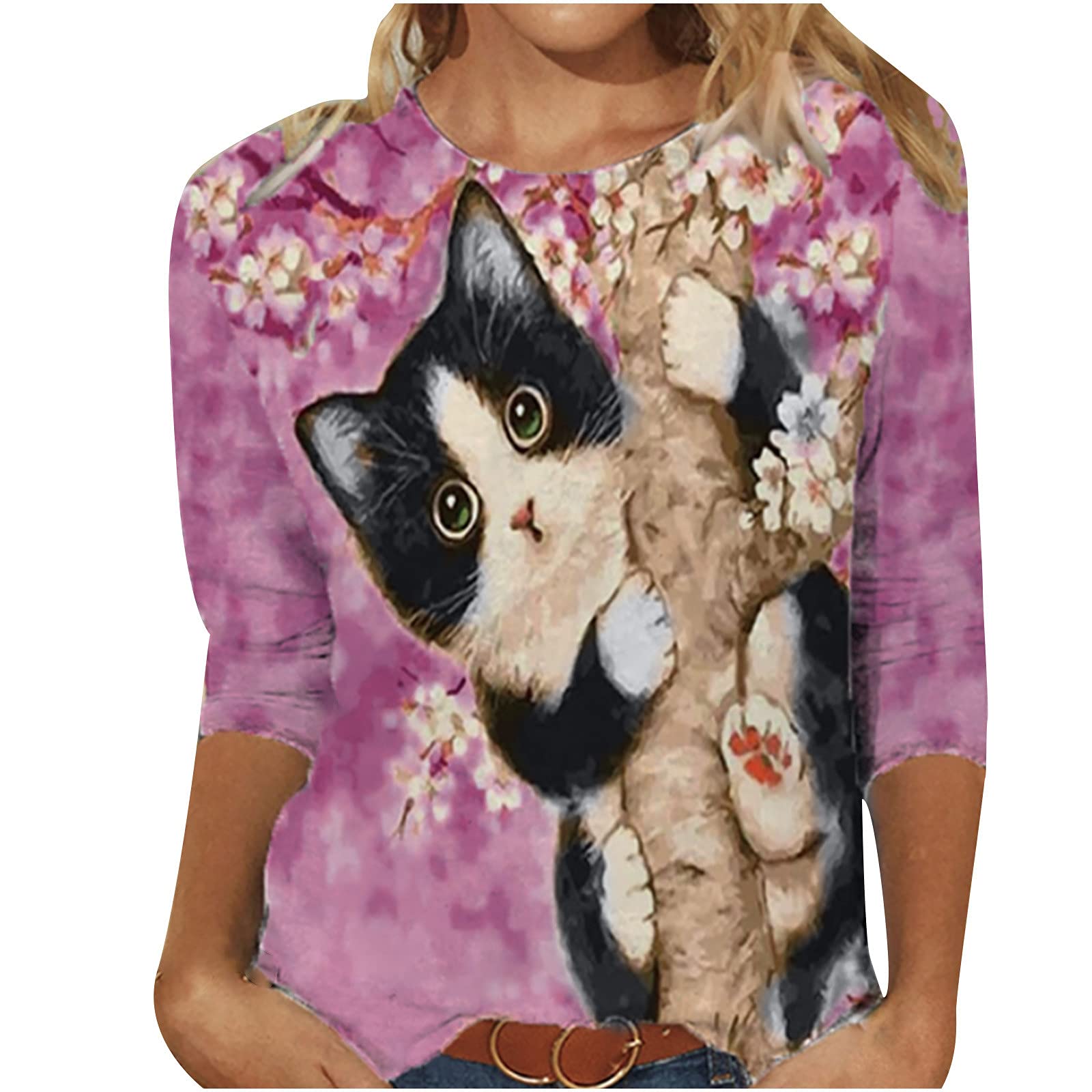Women's Stylish Graphic Print Long Sleeve Round Neck Sweatshirt - Soft Cotton Pullover Jumper for Casual Wear, Street Fashion & Everyday Comfort