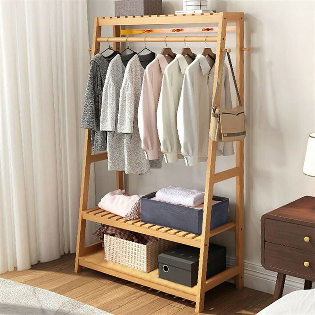 ShellKingdom 6-Pack Foldable Closet Organizer Bins - Fabric Storage Cubes for Underwear, Bras, Socks & Accessories | Space-Saving Drawer Dividers & Wardrobe Organizers (Grey) - Perfect for Bedroom, Closet & Travel Storage Solutions