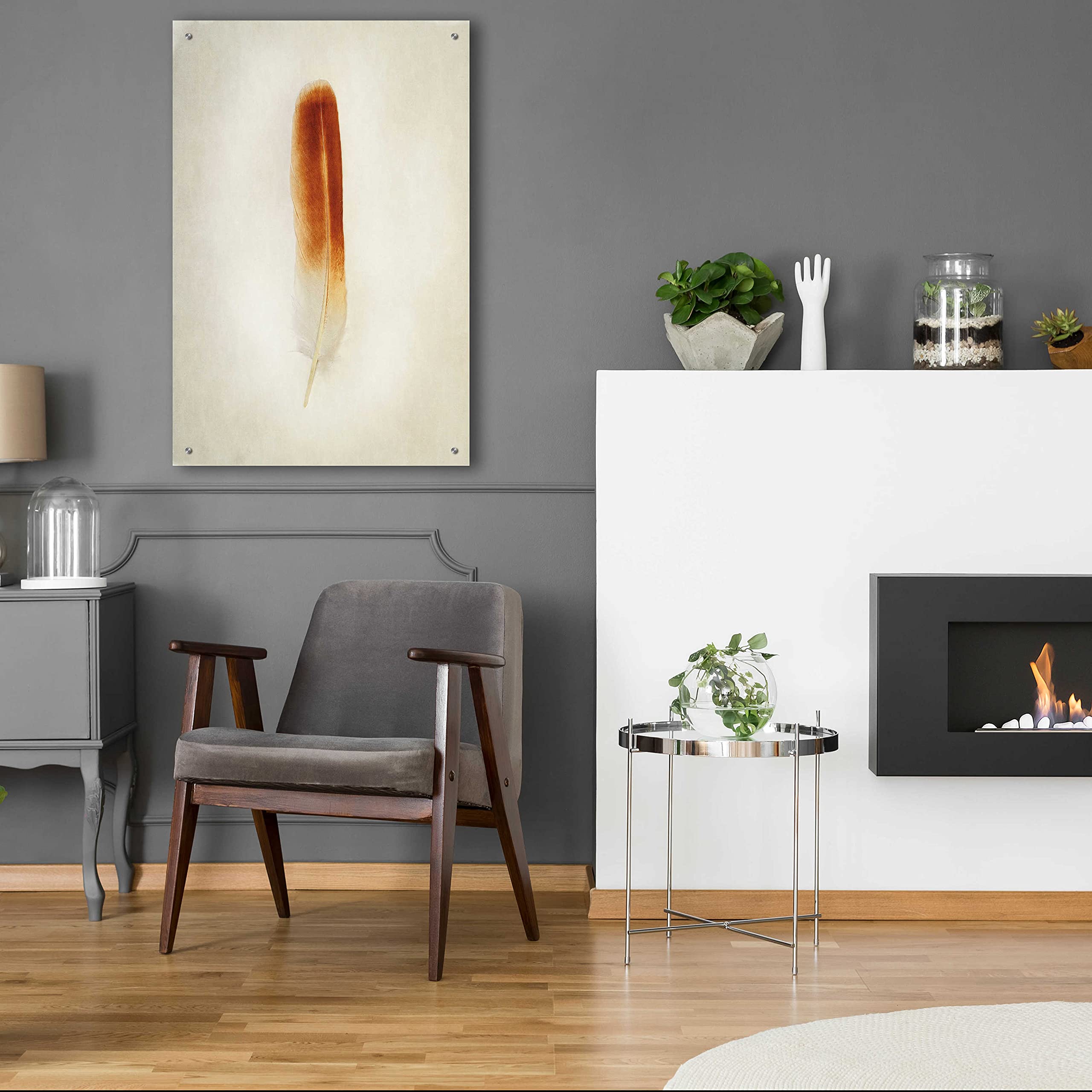 Epic Art 'Feather II' by Debra Van Swearingen - 24x36 Inch Acrylic Glass Wall Decor - Modern Abstract Painting for Living Room, Bedroom & Office Decor