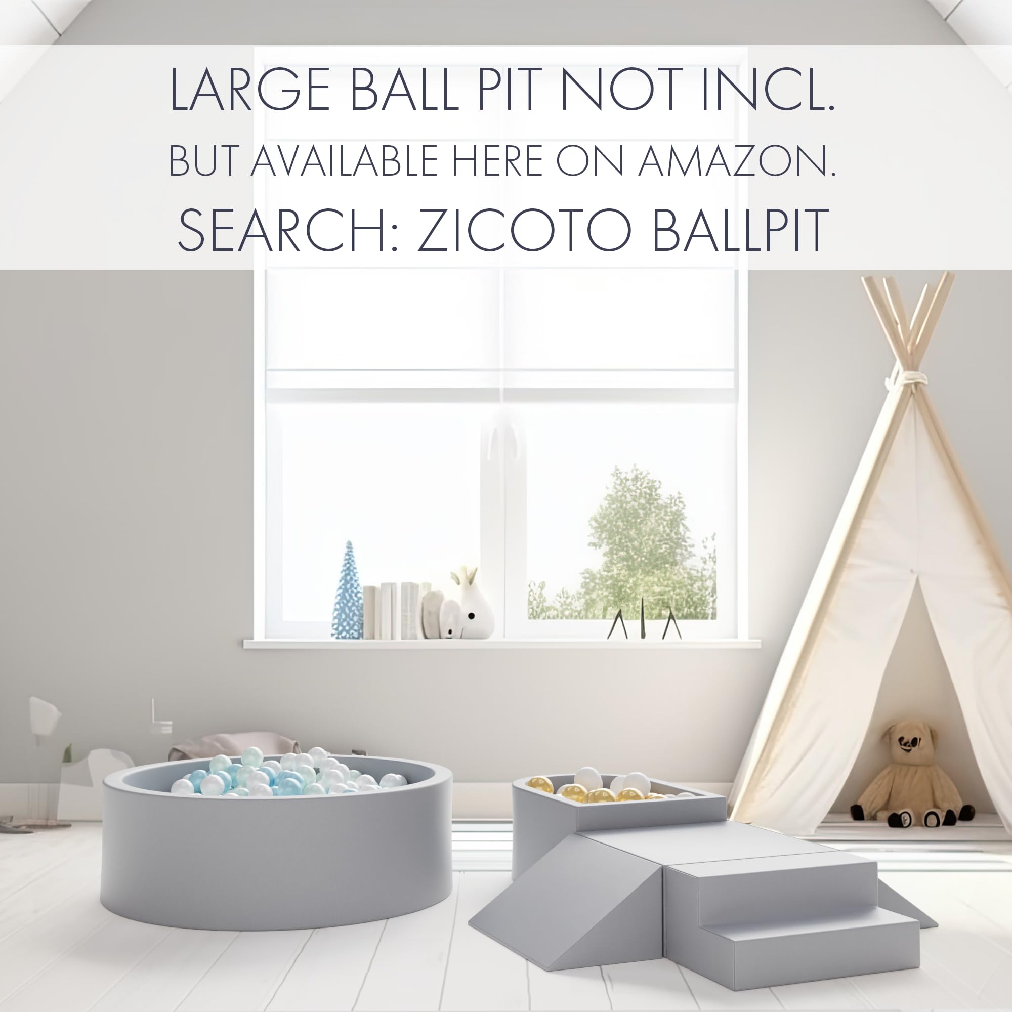 **ZICOTO Toddler Climbing Toys & Soft Foam Play Set for Kids 1-3 Years - Safe Indoor Play Gym with 4 Soft Blocks & Ball Pit - Perfect for Early Learning, Motor Skills & Fun Playtime at Home**