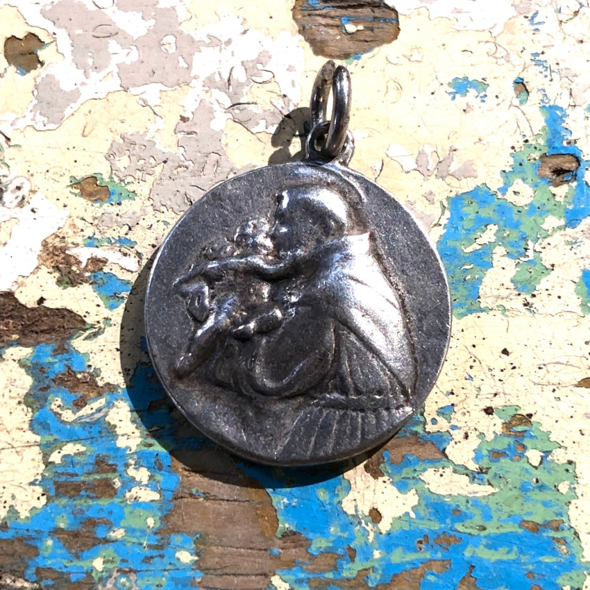 Vintage Sterling Silver Devotional Pendant Charm - Religious Jewelry for Necklace & Bracelet - Perfect for Prayer, Meditation & Spiritual Gifts