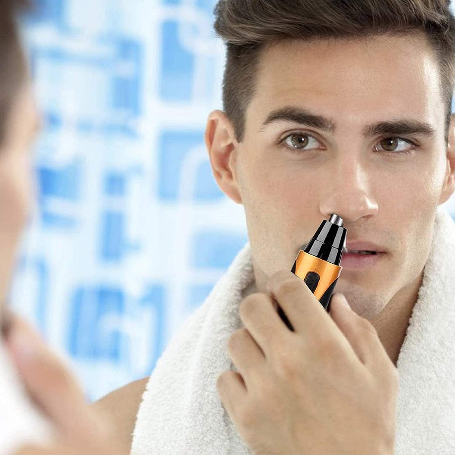 KouRy Professional Painless Electric Nose Hair Trimmer for Men & Women - Waterproof Dual Edge Blades, Cordless Ear & Nose Grooming Kit - Perfect for Travel, Home Use, and Personal Grooming