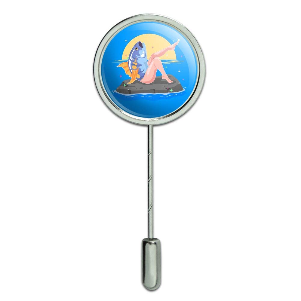 Vintage Reverse Mermaid with Tuna Head Pin - Unique Hat Brooch & Lapel Pin for Costume Parties, Cosplay & Fashion Accessories | Collectible Novelty Stickpin for Mermaid Lovers
