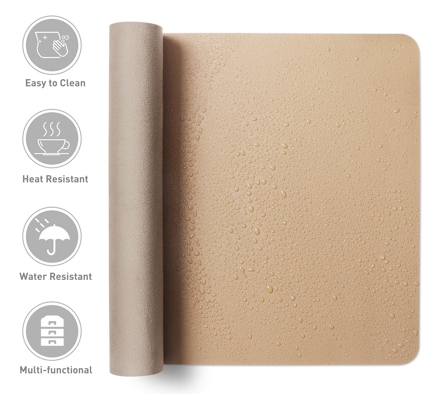 Premium Large PU Leather Desk Pad Protector - Non-Slip Mouse Pad & Keyboard Mat for Home & Office - 13.7