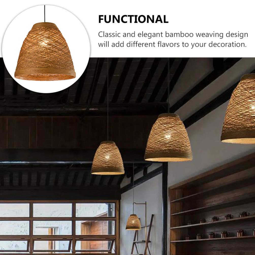 Handmade Rattan Chandelier - Natural Bamboo Ceiling Pendant Light with Retro Design for Bedroom, Living Room, or Patio Decor