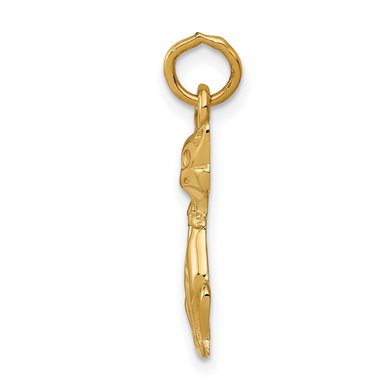 14K Yellow Gold Sitting Tom Cat Charm Pendant - 24mm x 10mm Handcrafted Jewelry for Necklace, Bracelet & Gift Giving - Perfect for Cat Lovers, Pet Memorial & Everyday Wear