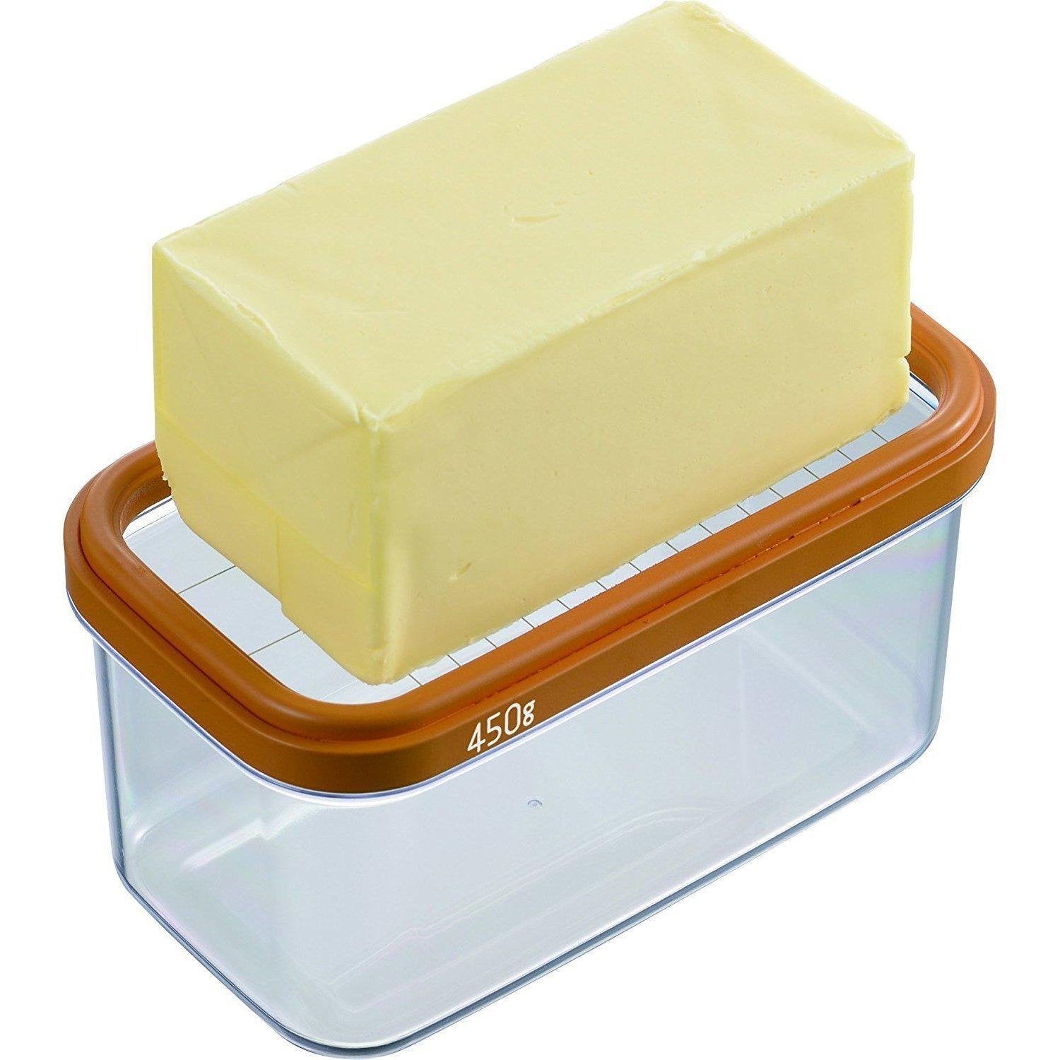 Akebono ST 3006 Butter Dish with Built-in Cutter - Airtight Butter Keeper for Freshness - Perfect for Kitchen, Dining Table & Breakfast Serving