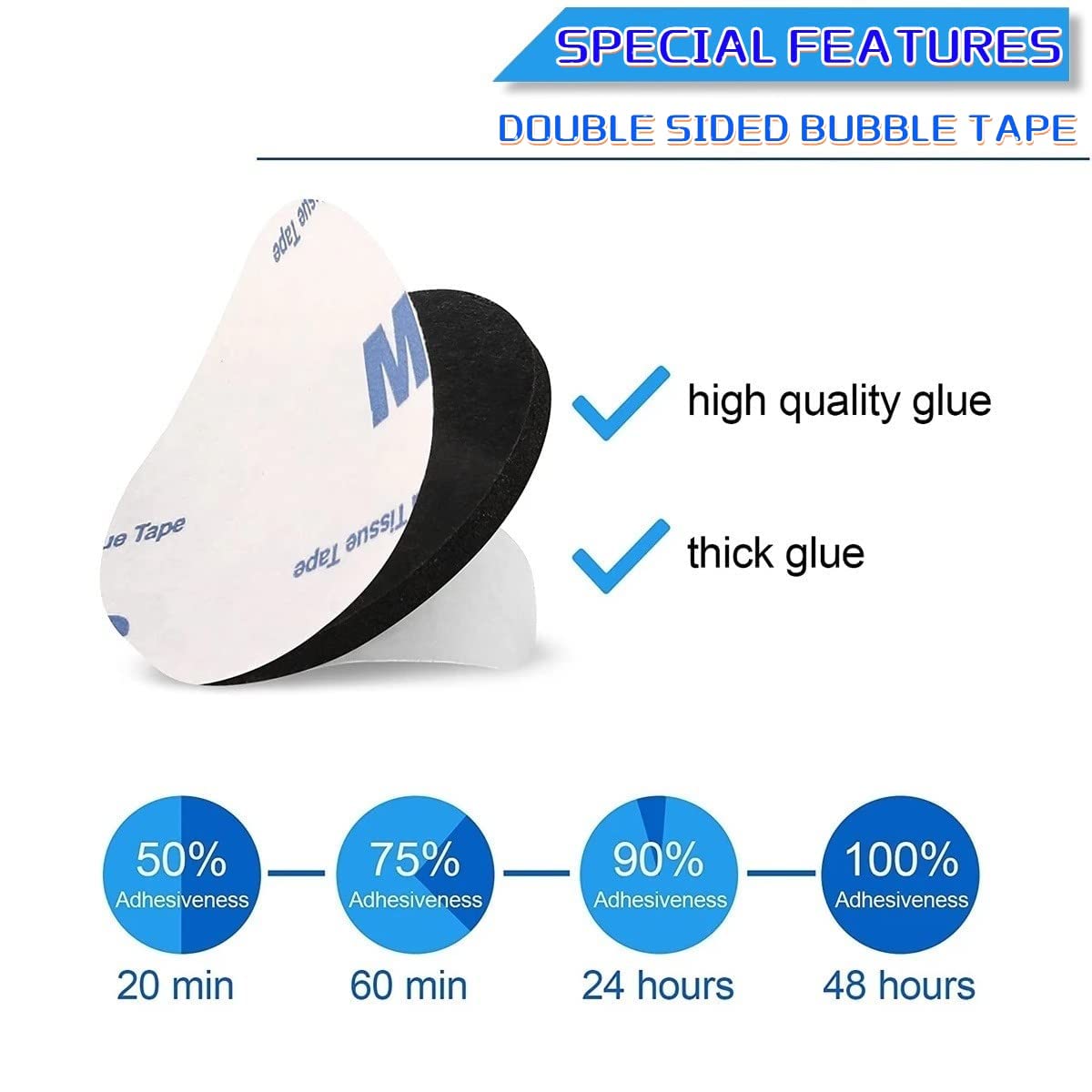 50Pcs Heavy Duty Double Sided Foam Tape - Strong Adhesive Mounting Pads for Home & Office Use - Includes Square and Round Black Self-Adhesive Tapes - Perfect for Hanging Pictures, Mirrors, Signs and DIY Projects