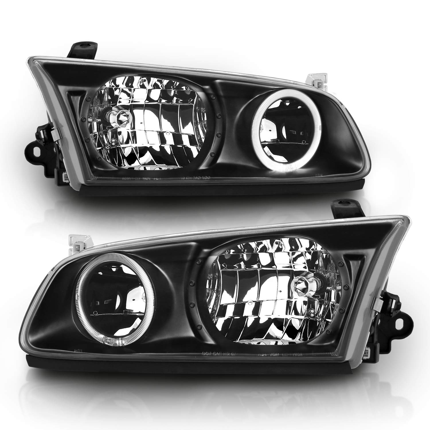 AmeriLite Black LED Halo Headlights Replacement Set for Toyota Camry - Left & Right Side - High Visibility Night Driving & Style Upgrade