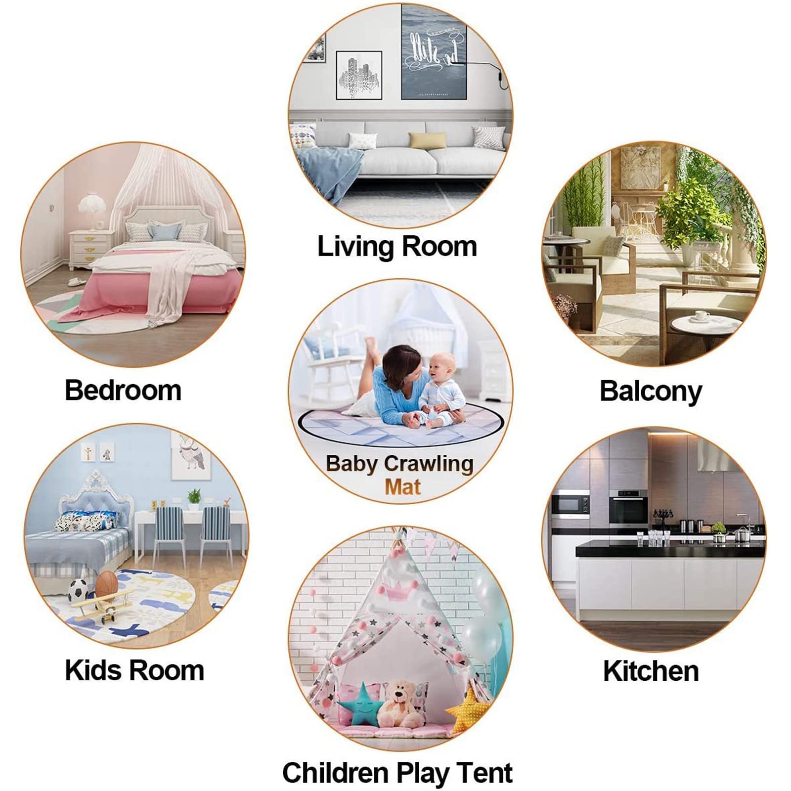 Non-Slip Round Floor Mat for Home & Office - Large Chair Mat Protects Hardwood, Tile, Stone & Wood Floors - Low-Pile Multipurpose Rug for Desk, Kitchen, Living Room & High-Traffic Areas