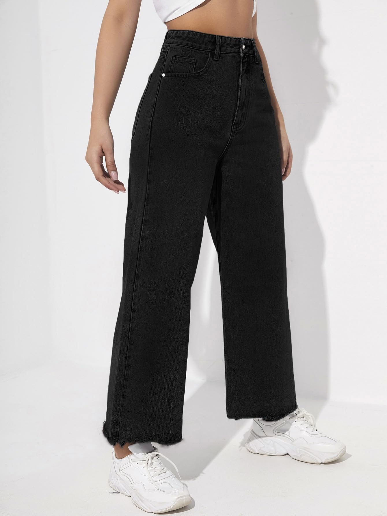 Stylish Women's High Waisted Cropped Jeans - Loose Wide Leg Denim Pants for Casual Outfits | Perfect for Streetwear, Shopping & Weekend Hangouts