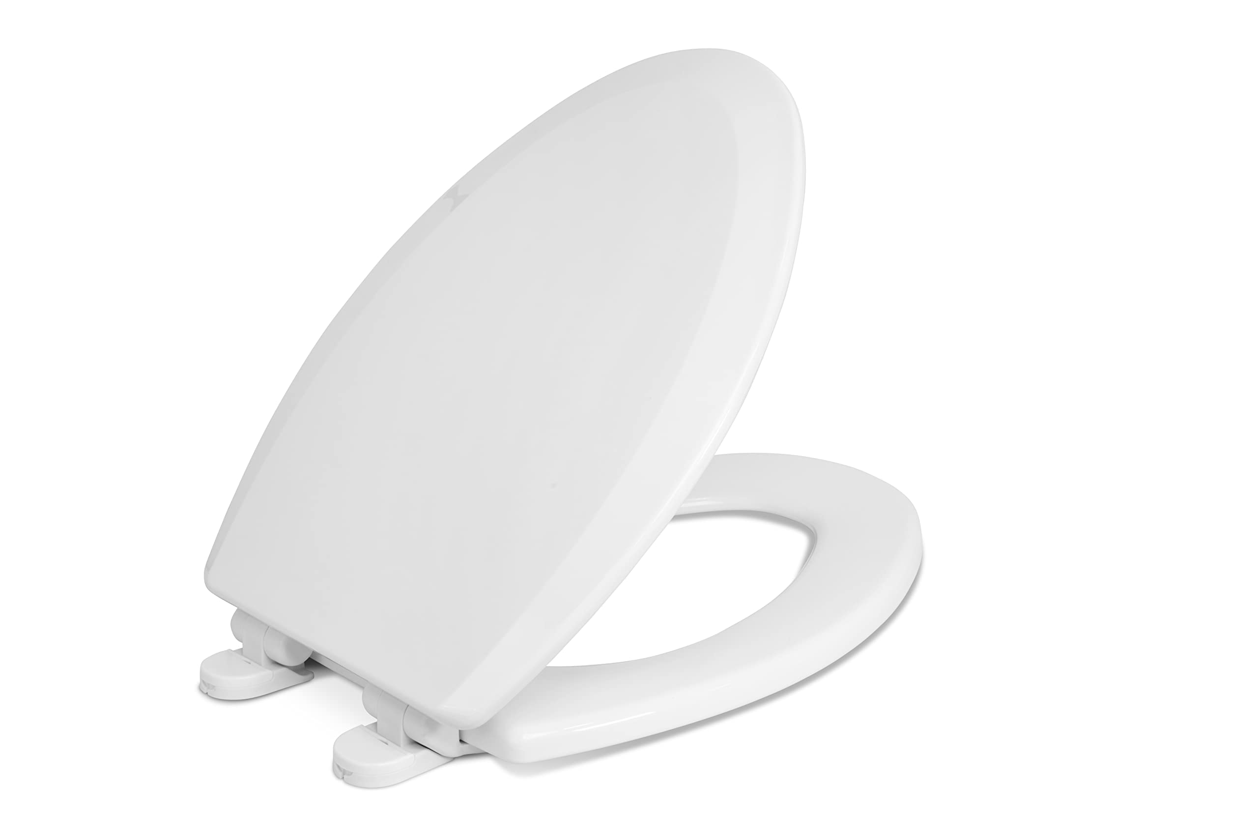 Premium Soft Close Elongated Toilet Seat with Cover - White Plastic Durable Toilet Seat for Bathroom Upgrade - Includes Regular & Skirted Hardware - Made in USA (950SCCT-001) - Perfect for Modern Homes & Commercial Restrooms